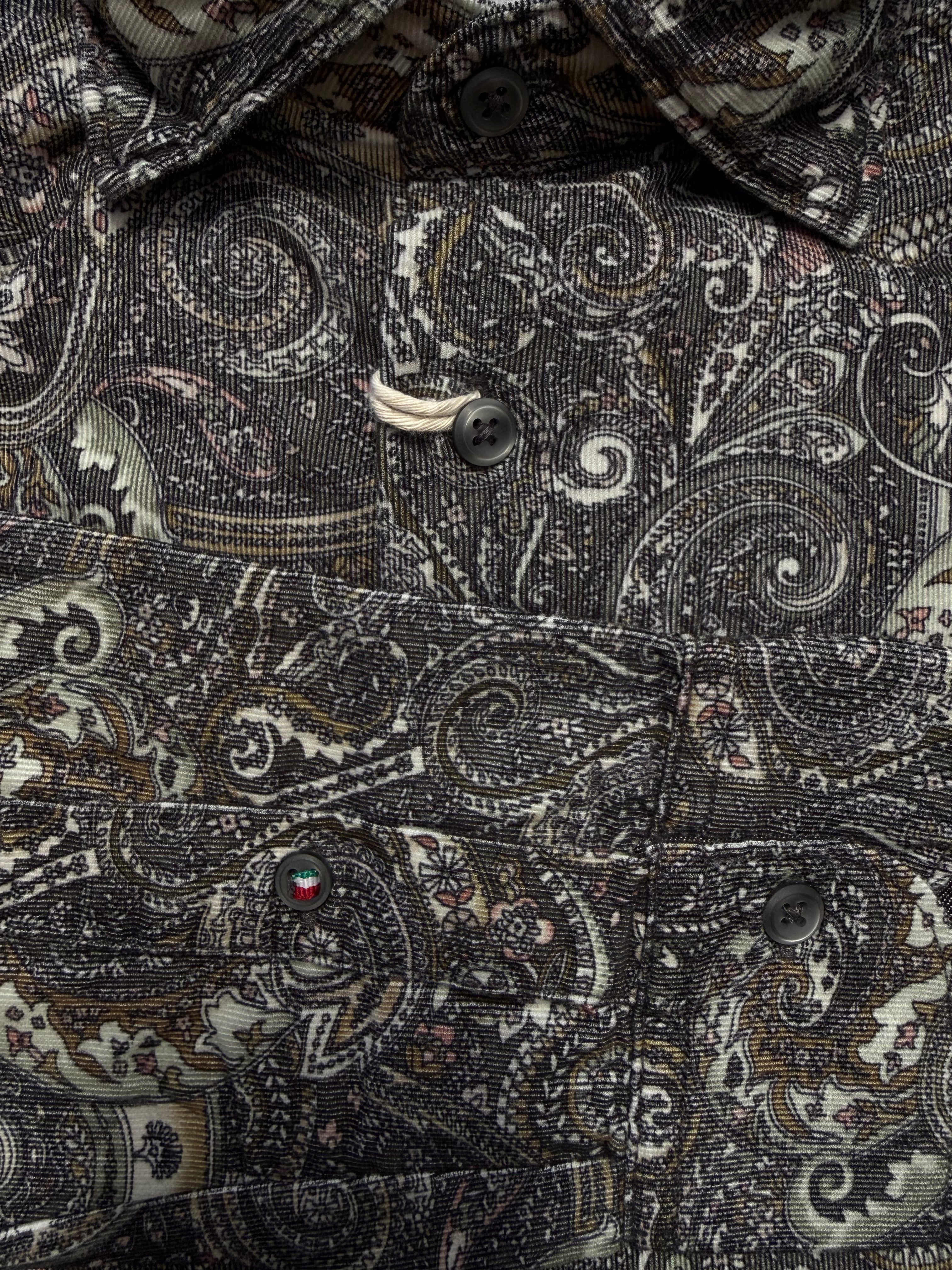 Fil Noir - Roma HBD Babycord Shirt - Forest Brown Paisley