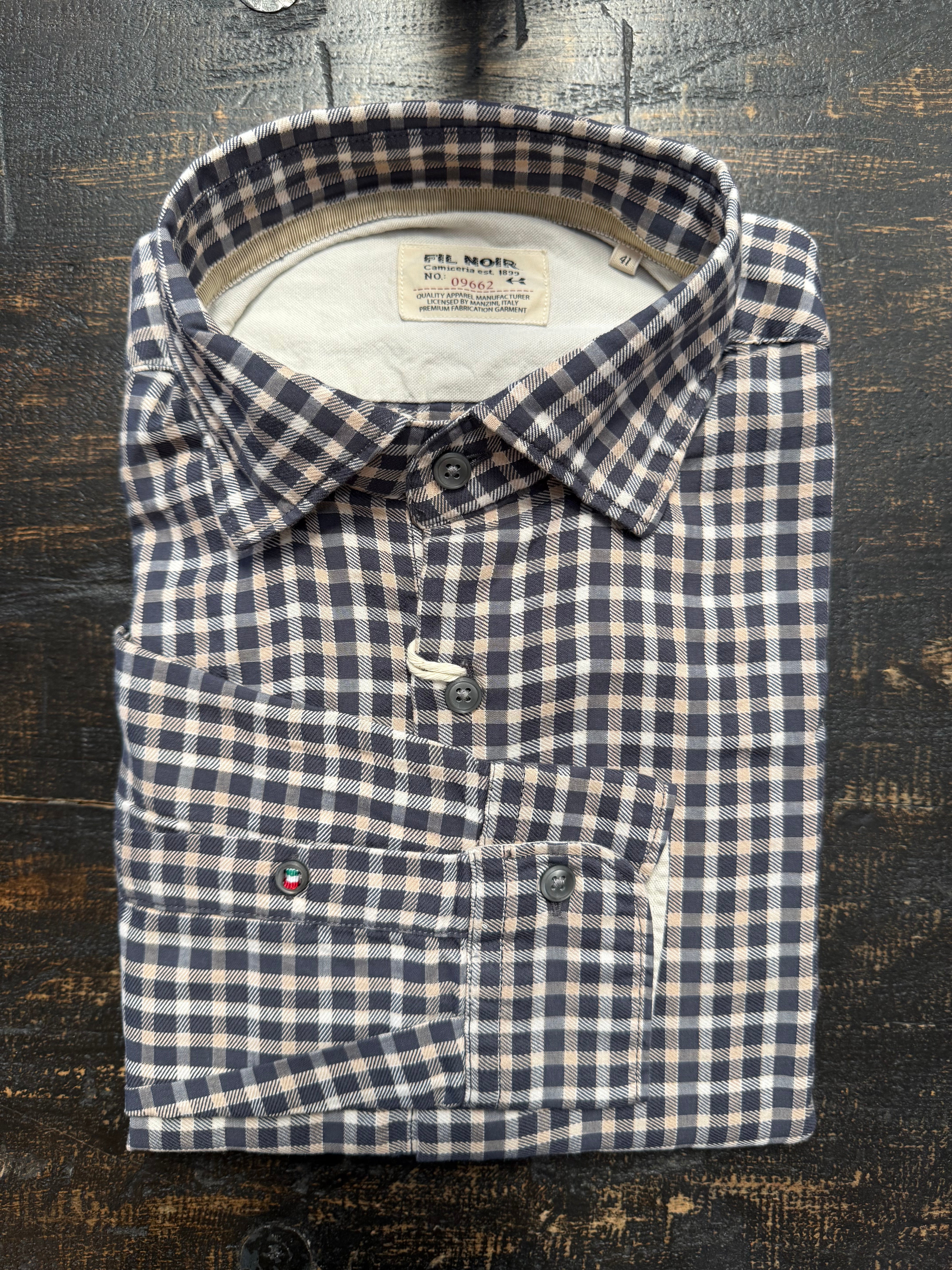 Fil Noir - Treviso HBD Shirt - Asphalt/Beige Gingham