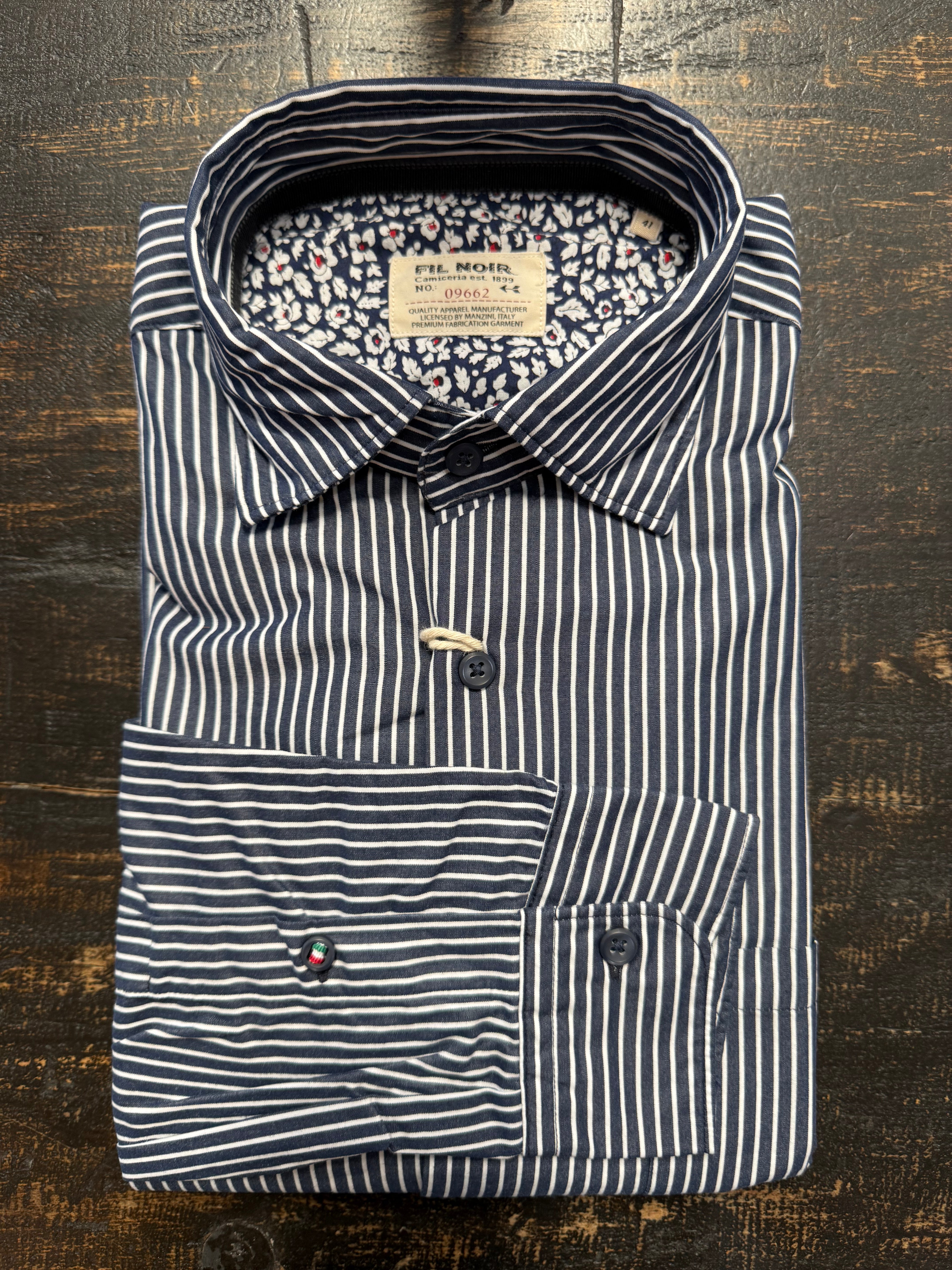 Fil Noir - Roma HBD Shirt - Nightblue Stripe