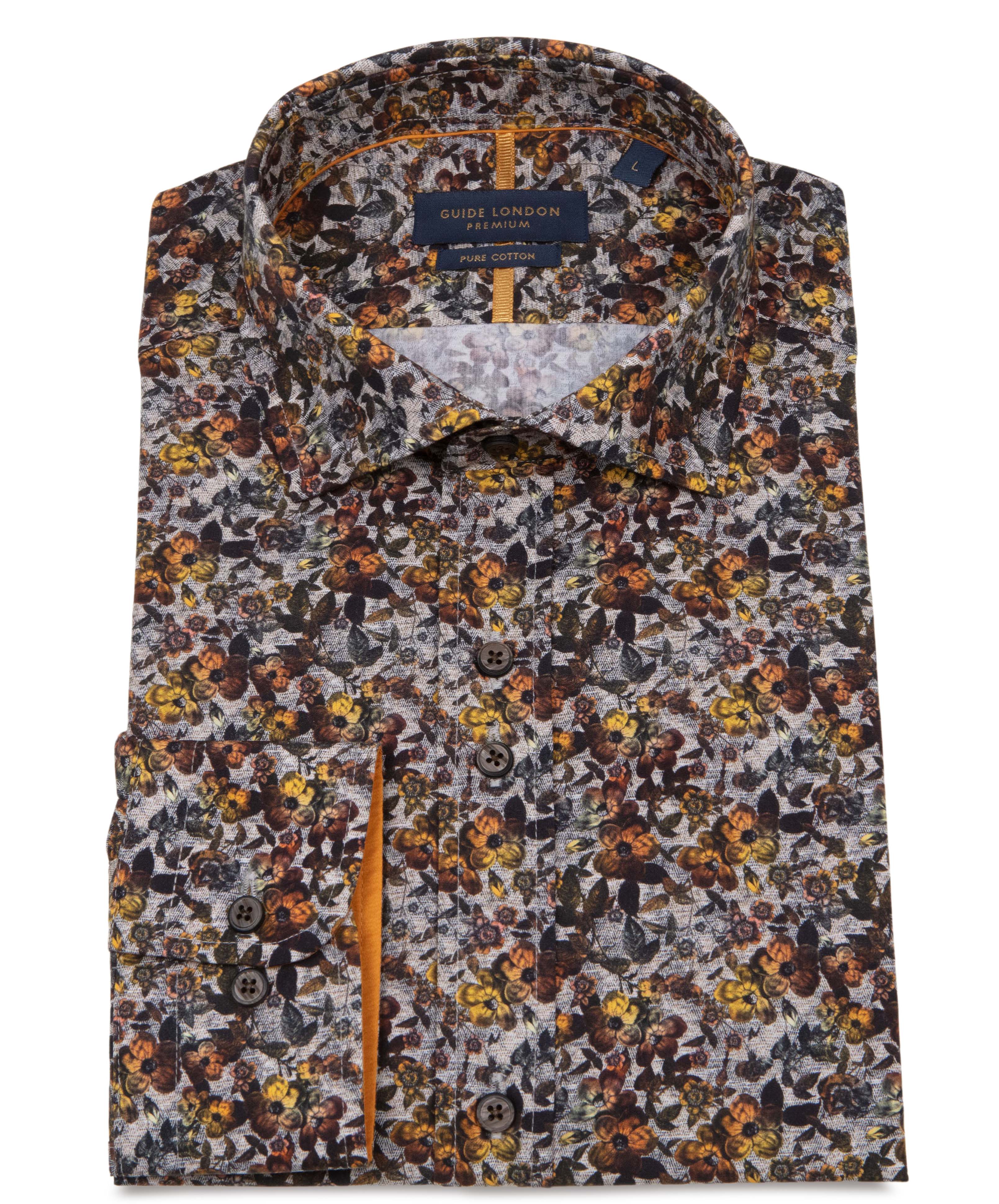 Guide London - Night Flower LS Shirt - Brown/Ecru