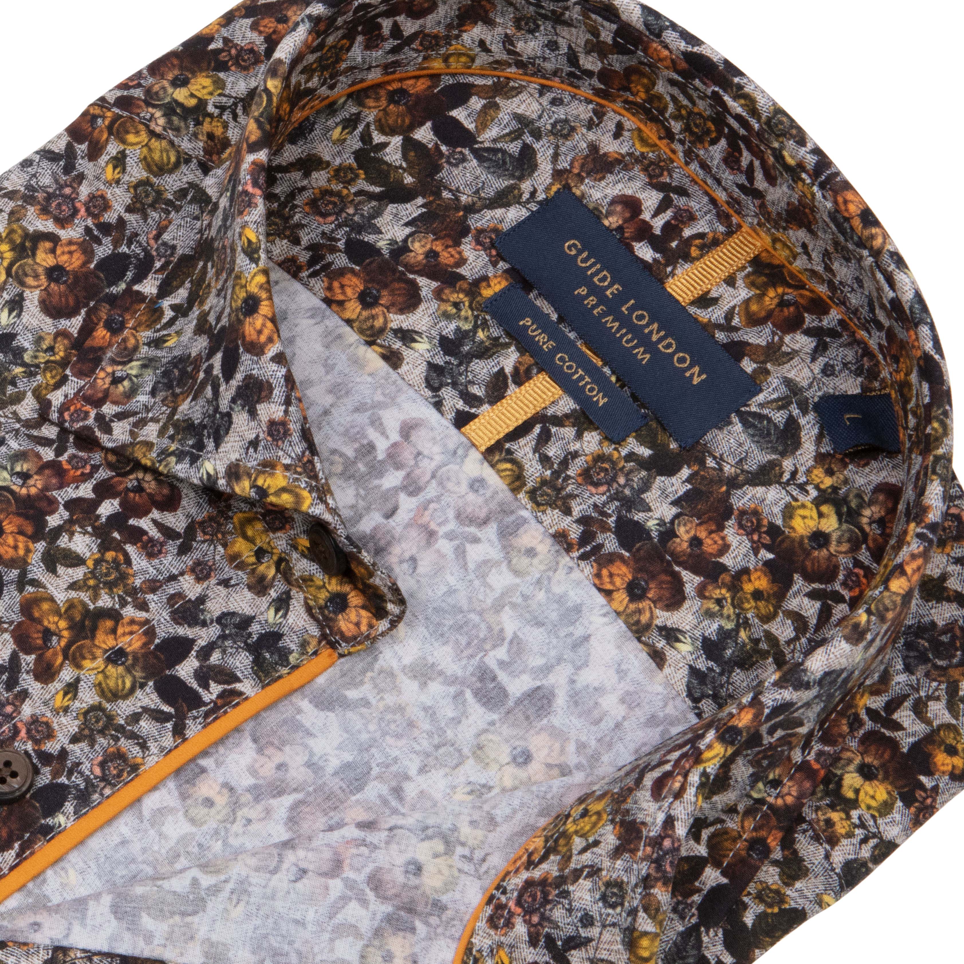 Guide London - Night Flower LS Shirt - Brown/Ecru