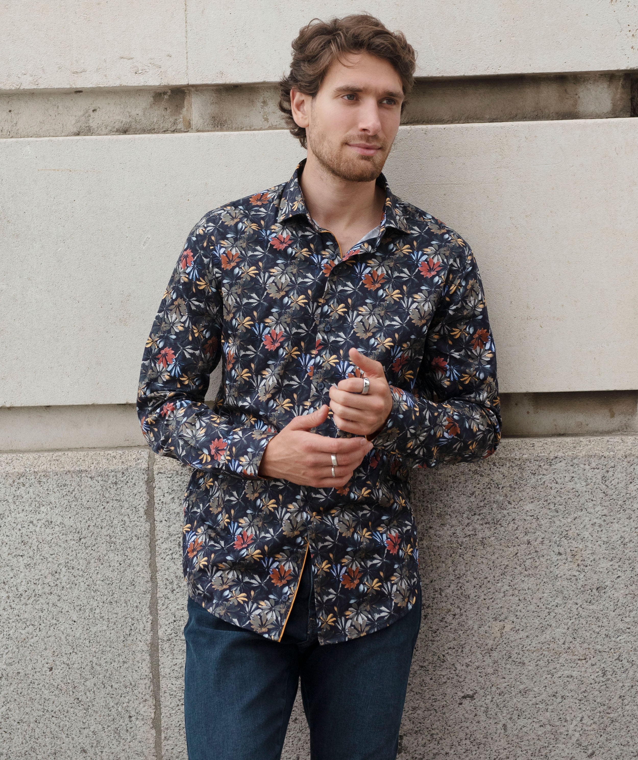 Guide London - Umbrella Leaf LS Shirt - Navy