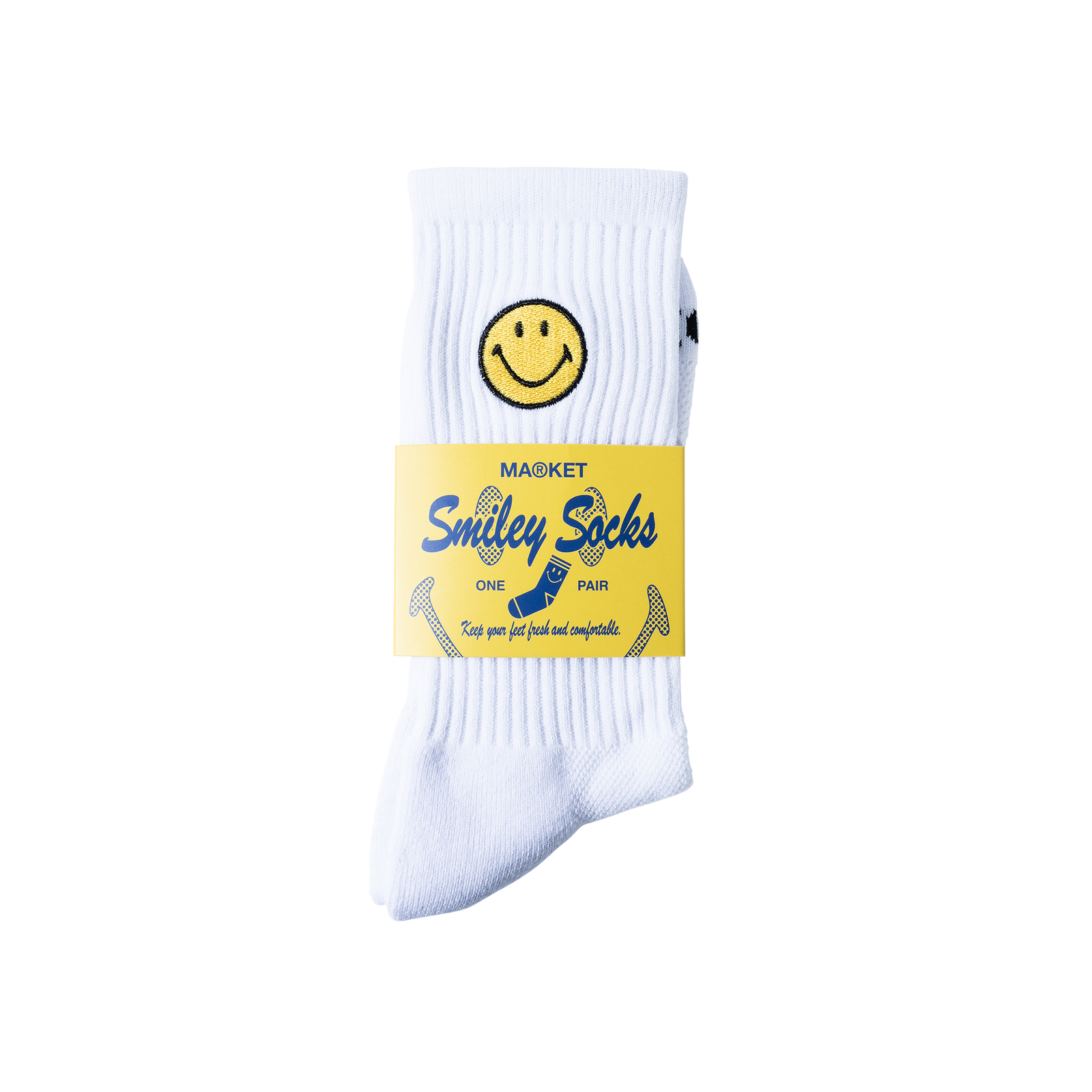 Market - Smiley Badge Socks - White