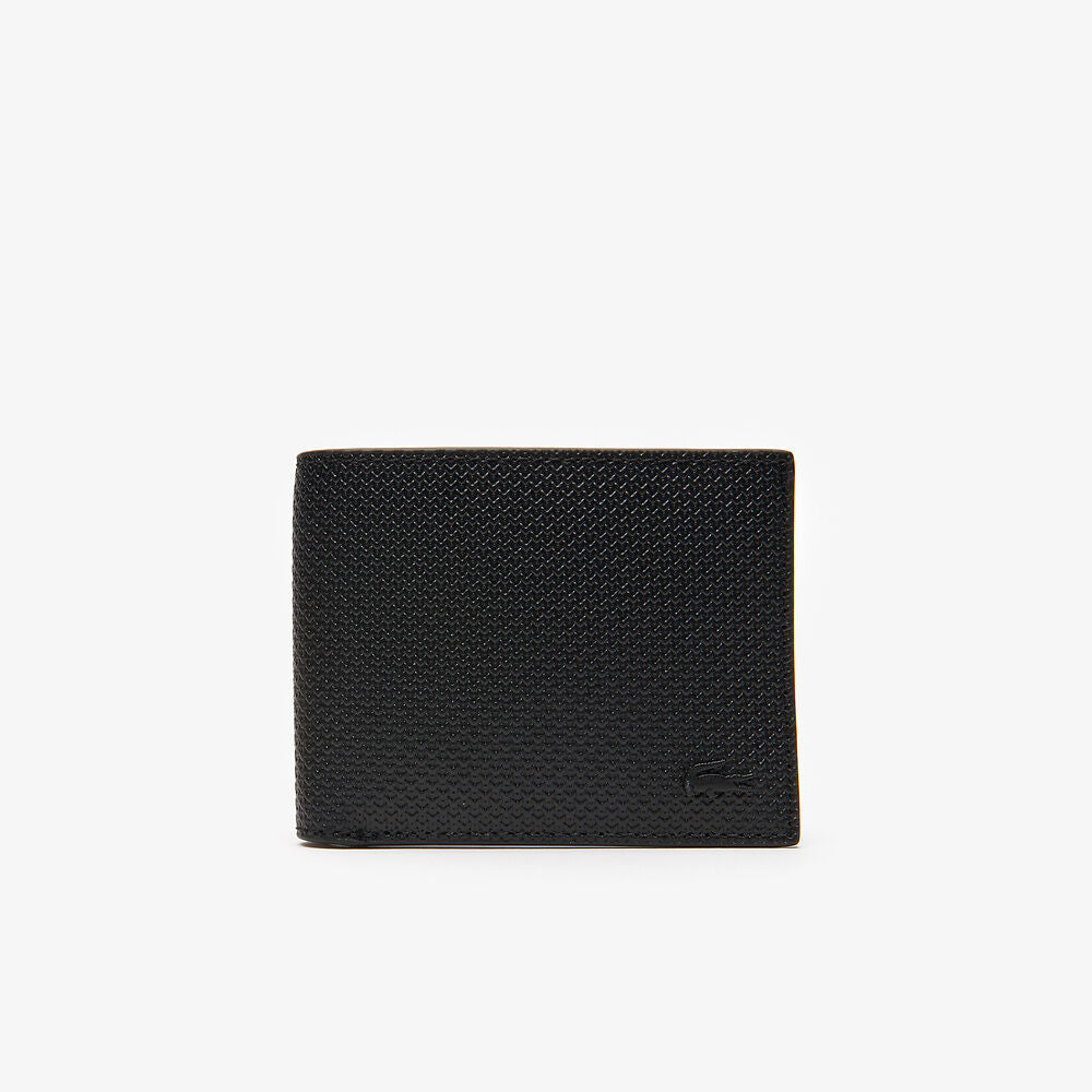 Lacoste Chantaco Piqu Leather 3 Card Wallet Noir