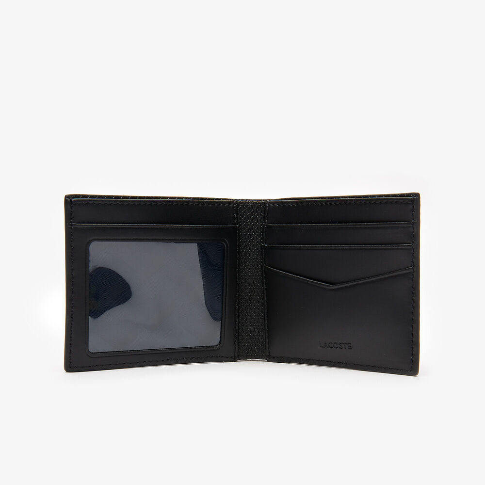Lacoste - Chantaco Piqué Leather 3 Card Wallet - Noir
