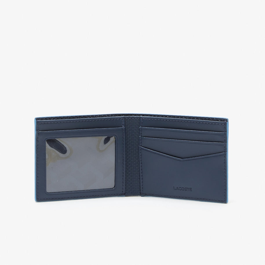 Lacoste - Chantaco Piqué Leather 3 Card Wallet - Marine Argentine