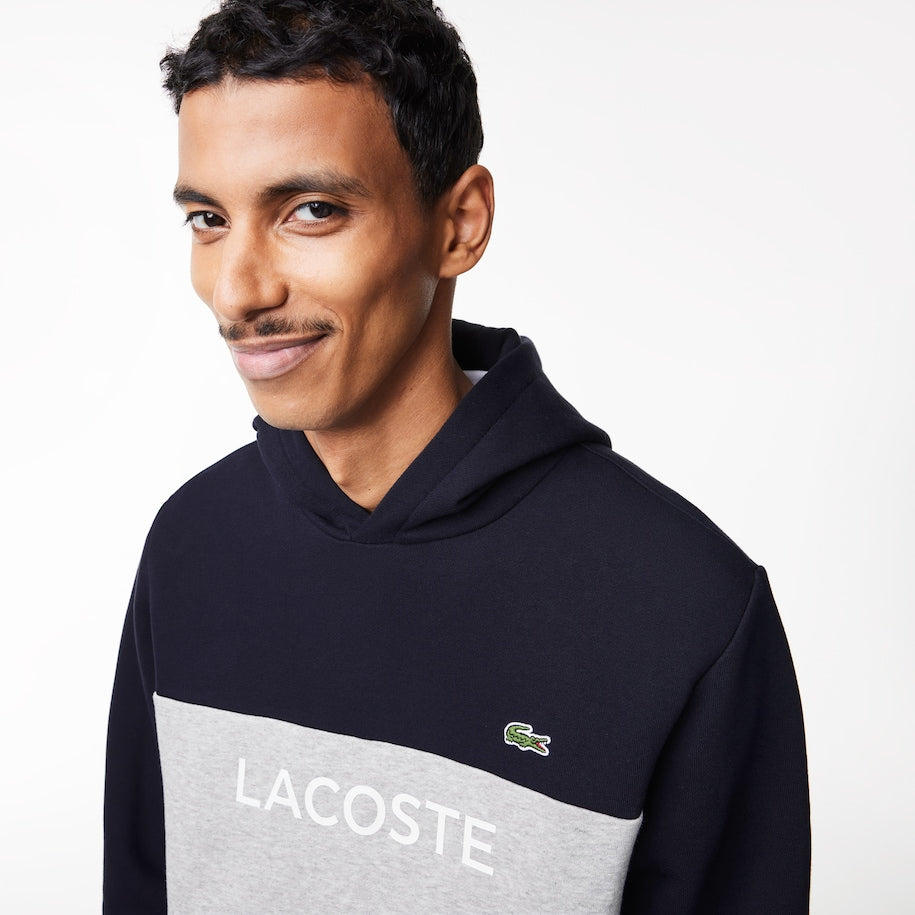 Lacoste - Colour Block Logo Hoodie - Navy Blue/Grey Chine