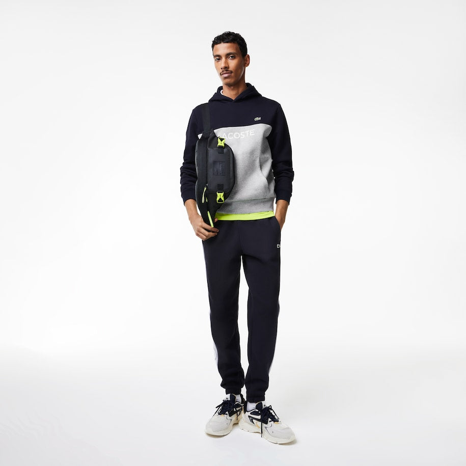 Lacoste - Colour Block Logo Hoodie - Navy Blue/Grey Chine