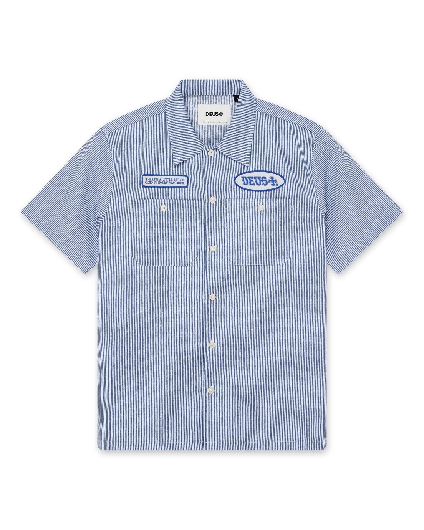 Deus - No Shelter Work SS Shirt - Blue Stripe