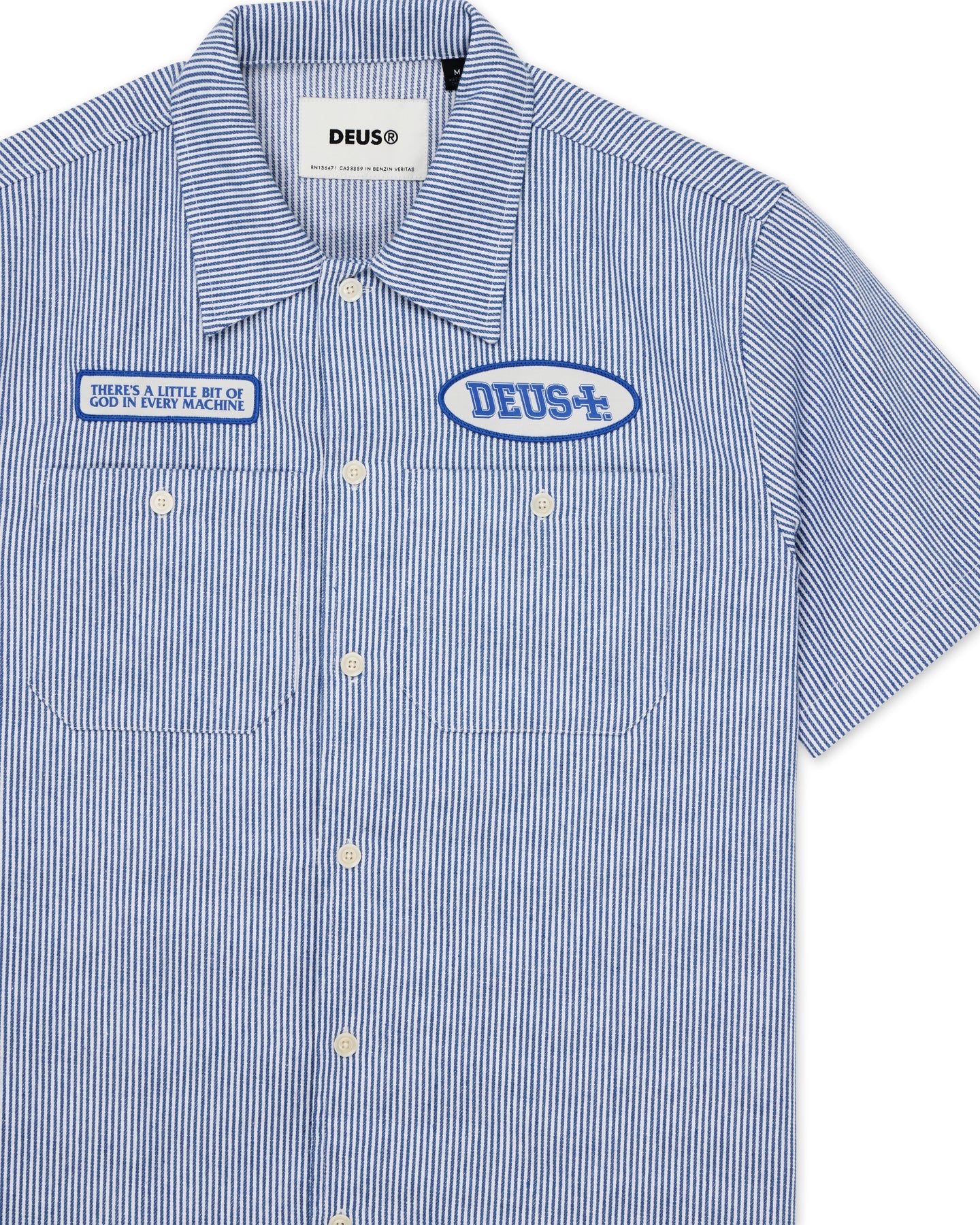 Deus - No Shelter Work SS Shirt - Blue Stripe