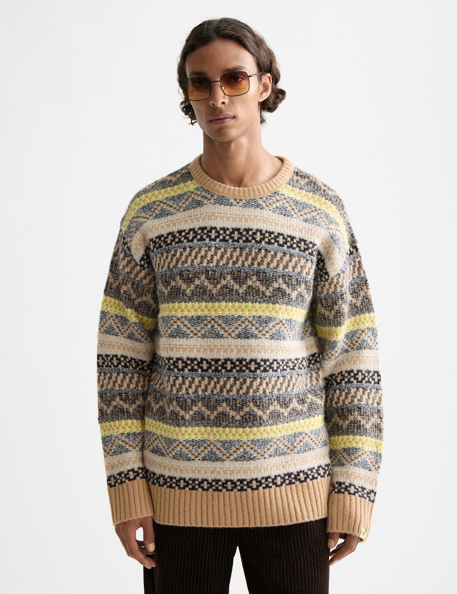 Scotch & Soda - Jacquard Dropped Shoulder Knit Pullover - Tannin Fair Isle