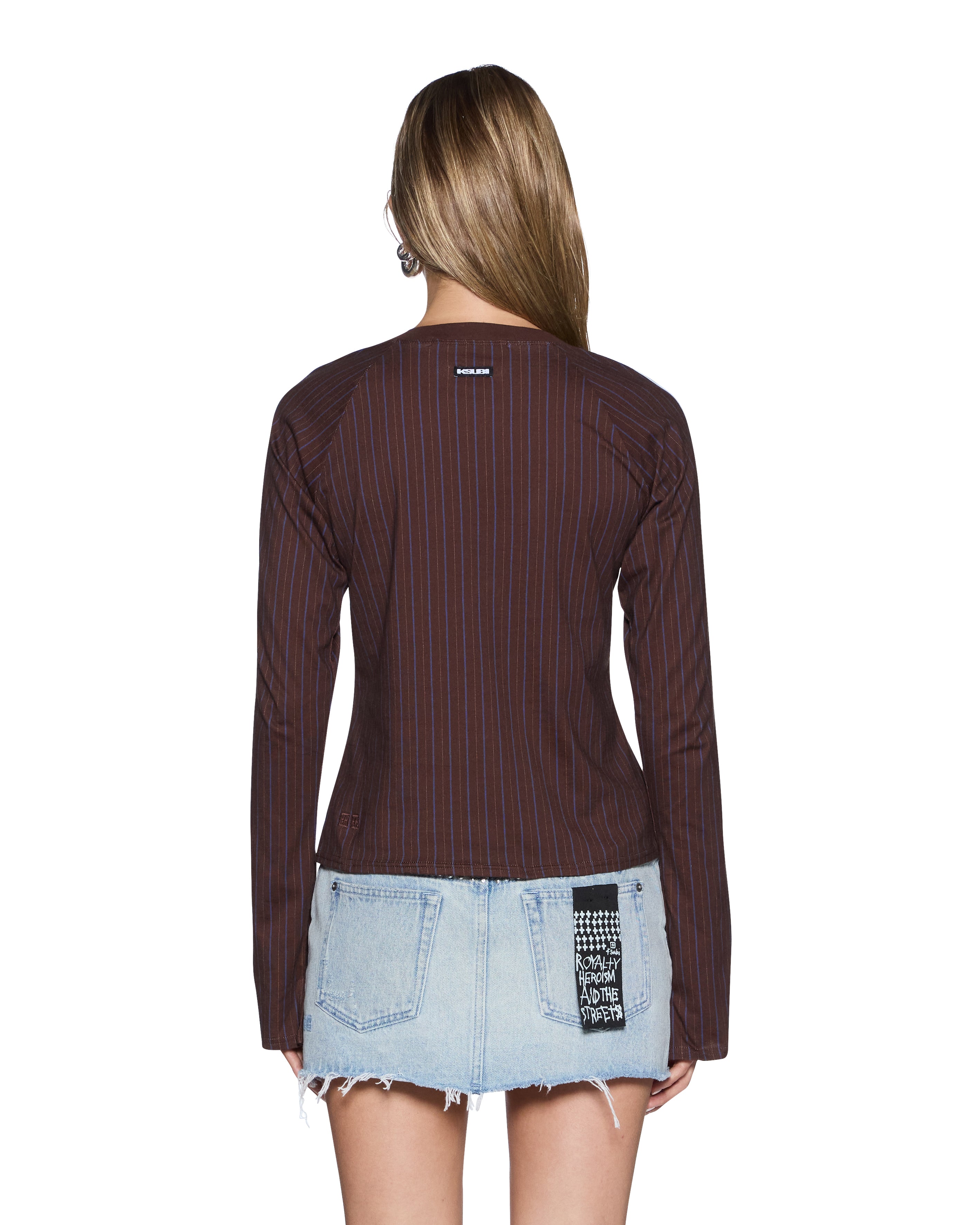 Ksubi - Porter LS Top - Choc Pinstripe