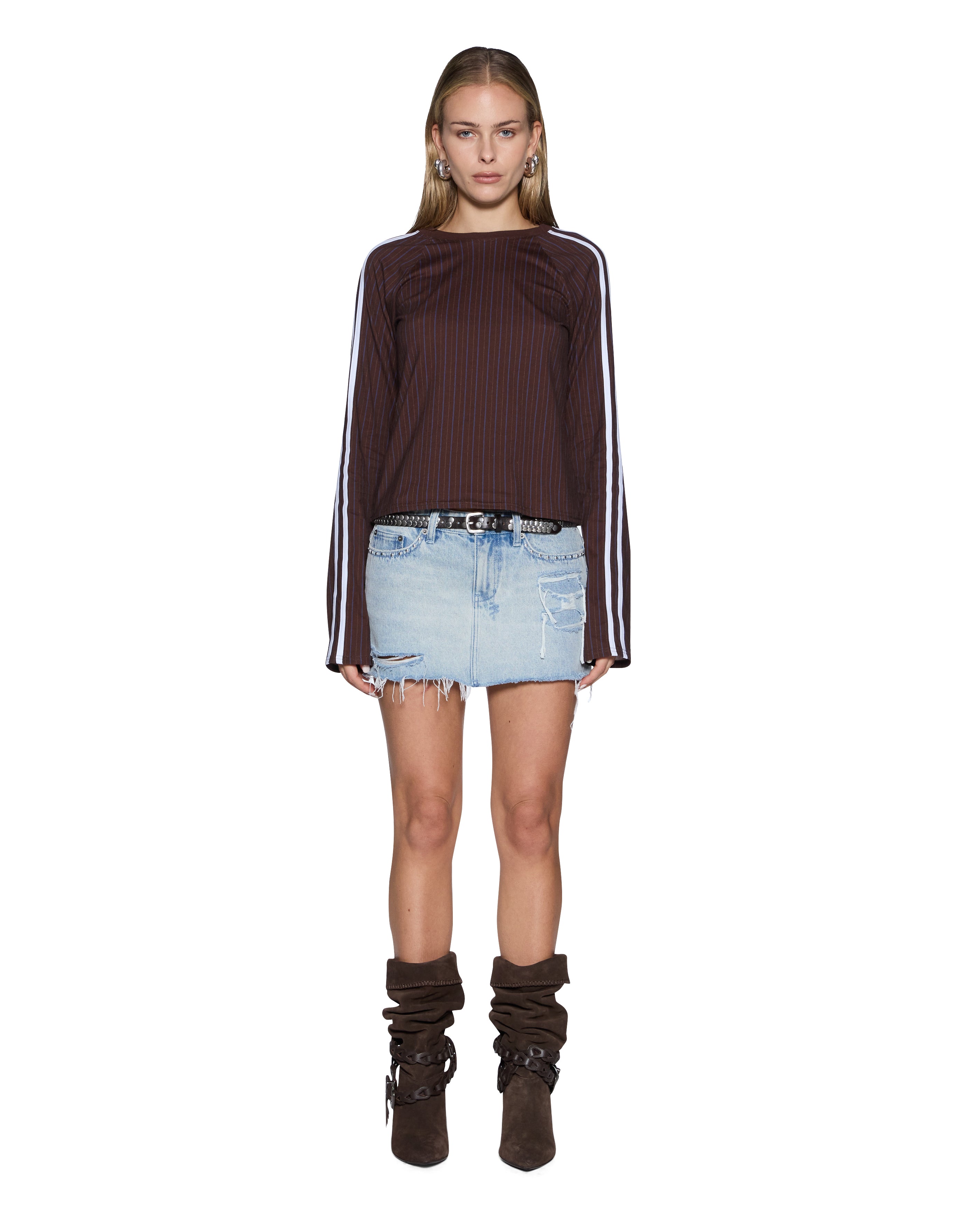 Ksubi - Porter LS Top - Choc Pinstripe