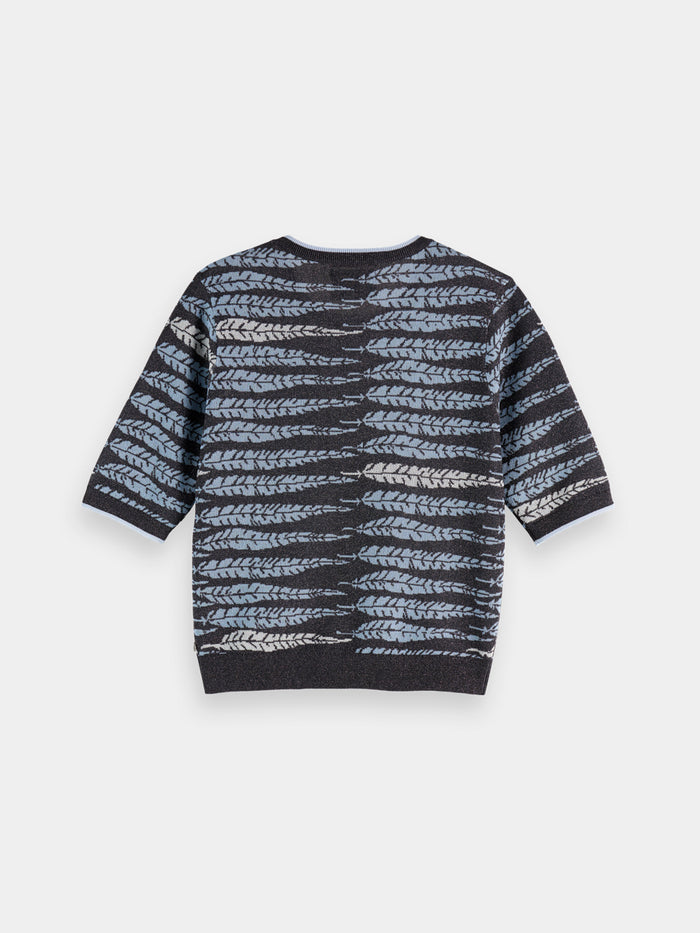 Maison Scotch - Lurex Jacquard Tee - Charcoal Art