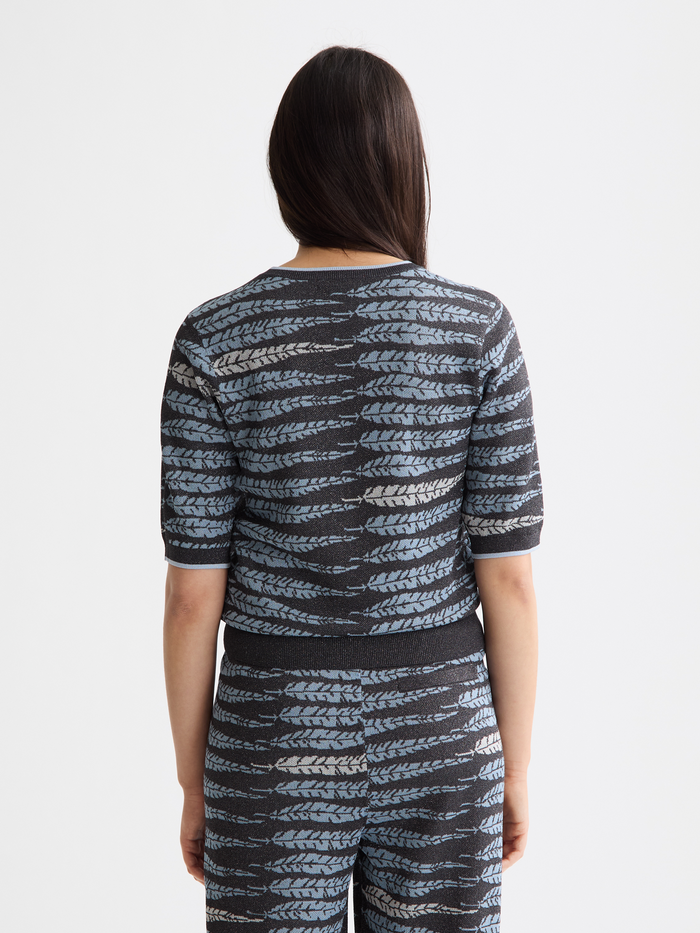 Maison Scotch - Lurex Jacquard Tee - Charcoal Art