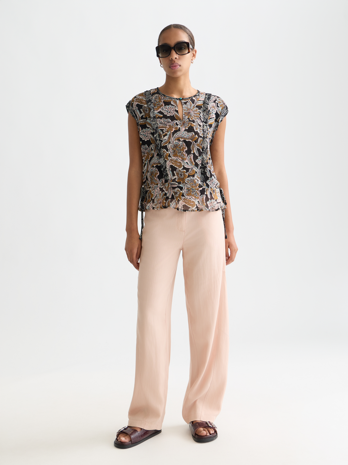 Maison Scotch - Printed Chiffon Ruffle Top - Lucky Bandana Multi Meteorite