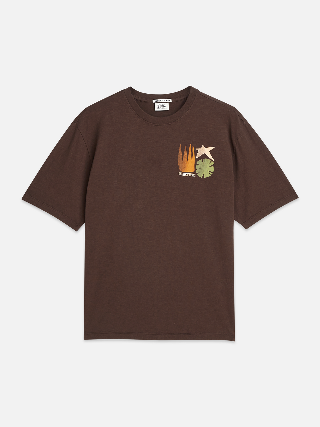 Maison Scotch - Front Back Artwork Loose Fit Tee - Hot Fudge