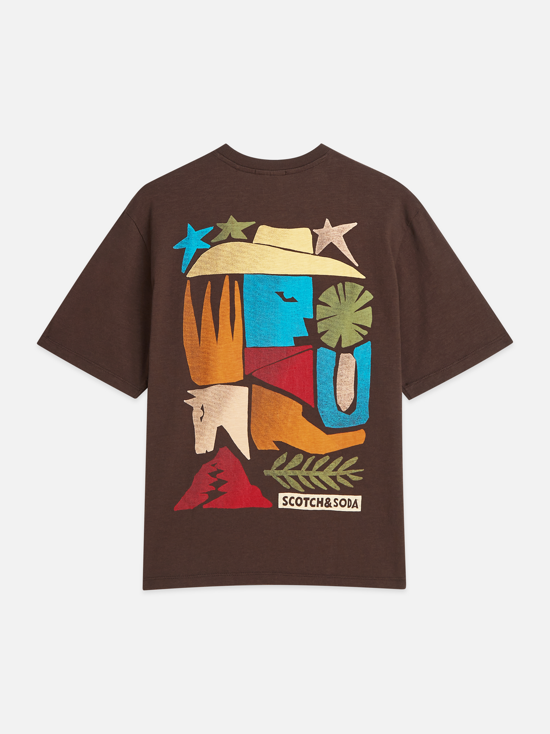 Maison Scotch - Front Back Artwork Loose Fit Tee - Hot Fudge