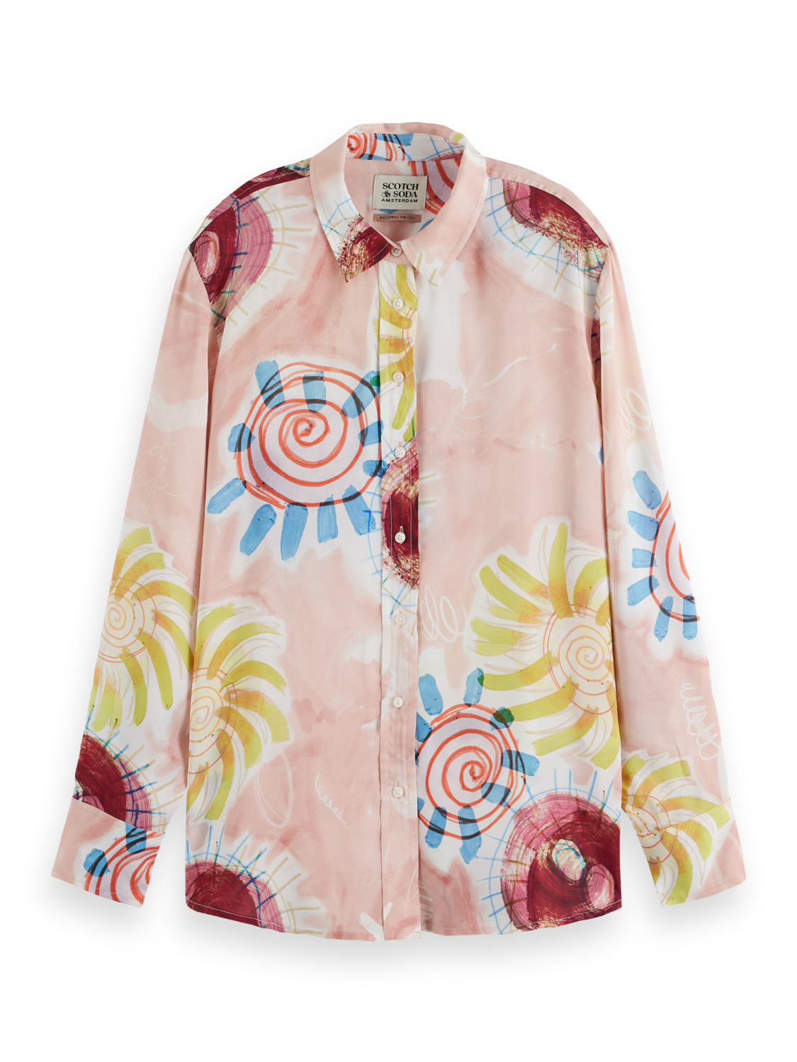 Maison Scotch - Printed Relaxed Fit Shirt - Abstract Sun Pink