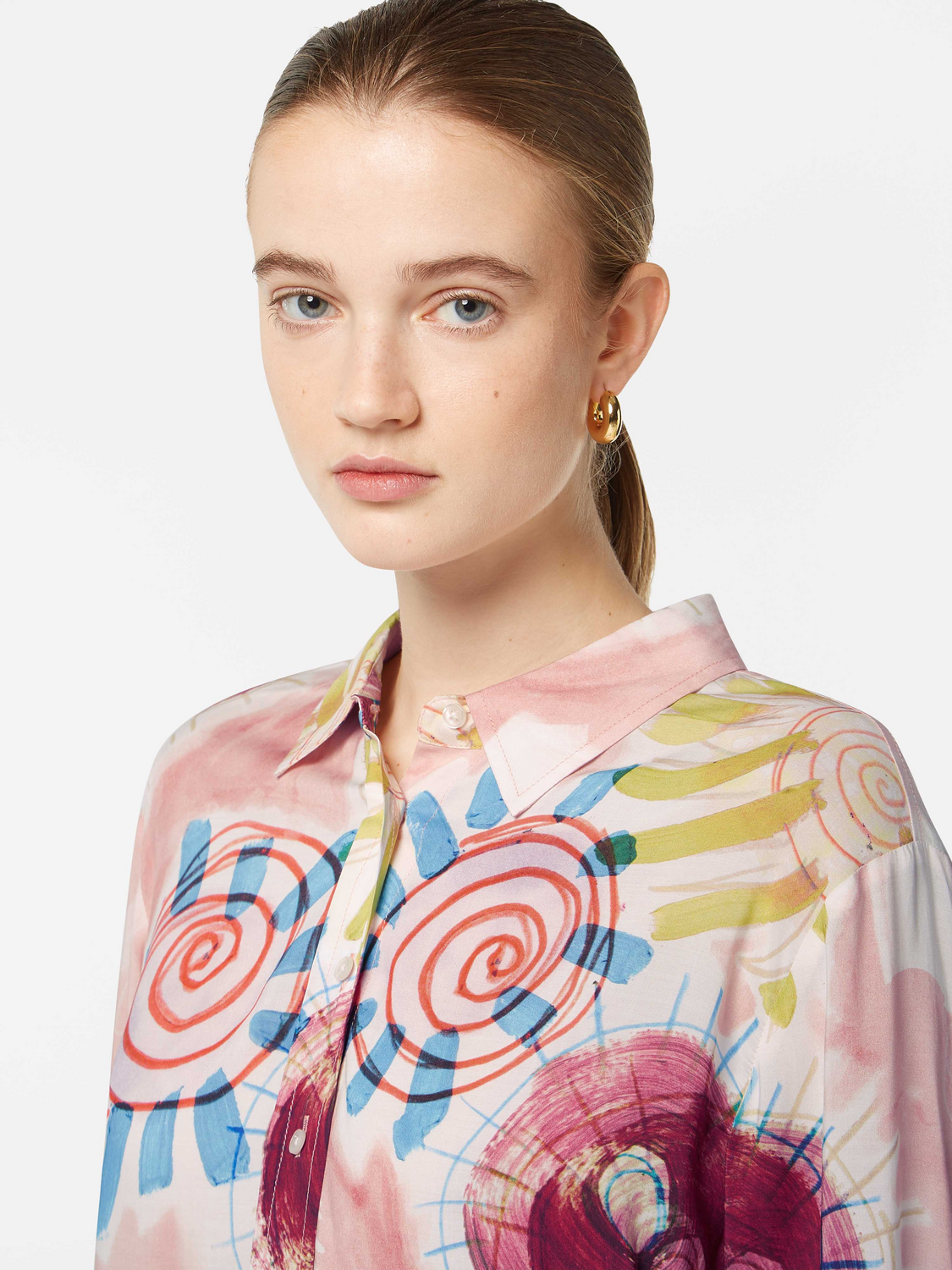 Maison Scotch - Printed Relaxed Fit Shirt - Abstract Sun Pink