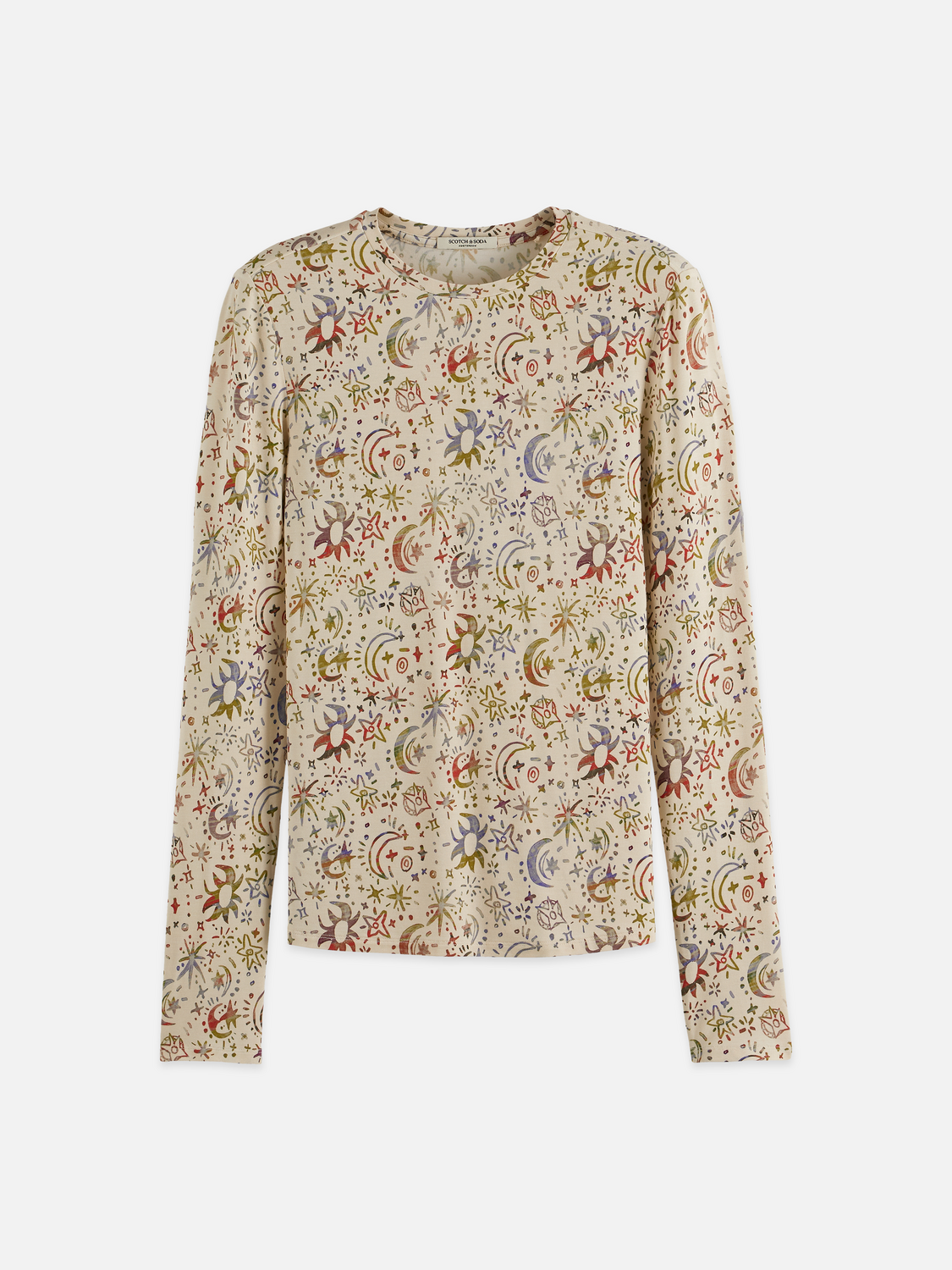 Maison Scotch - All Over Printed LS Tee - Cosmic Sky Eggnog