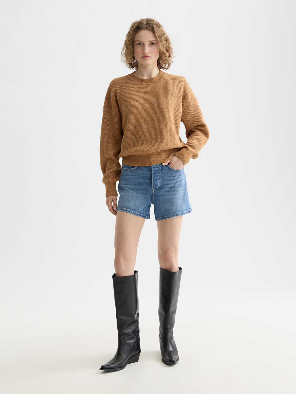Maison Scotch - Essential Fuzzy Crewneck Pullover - Tobacco Melange