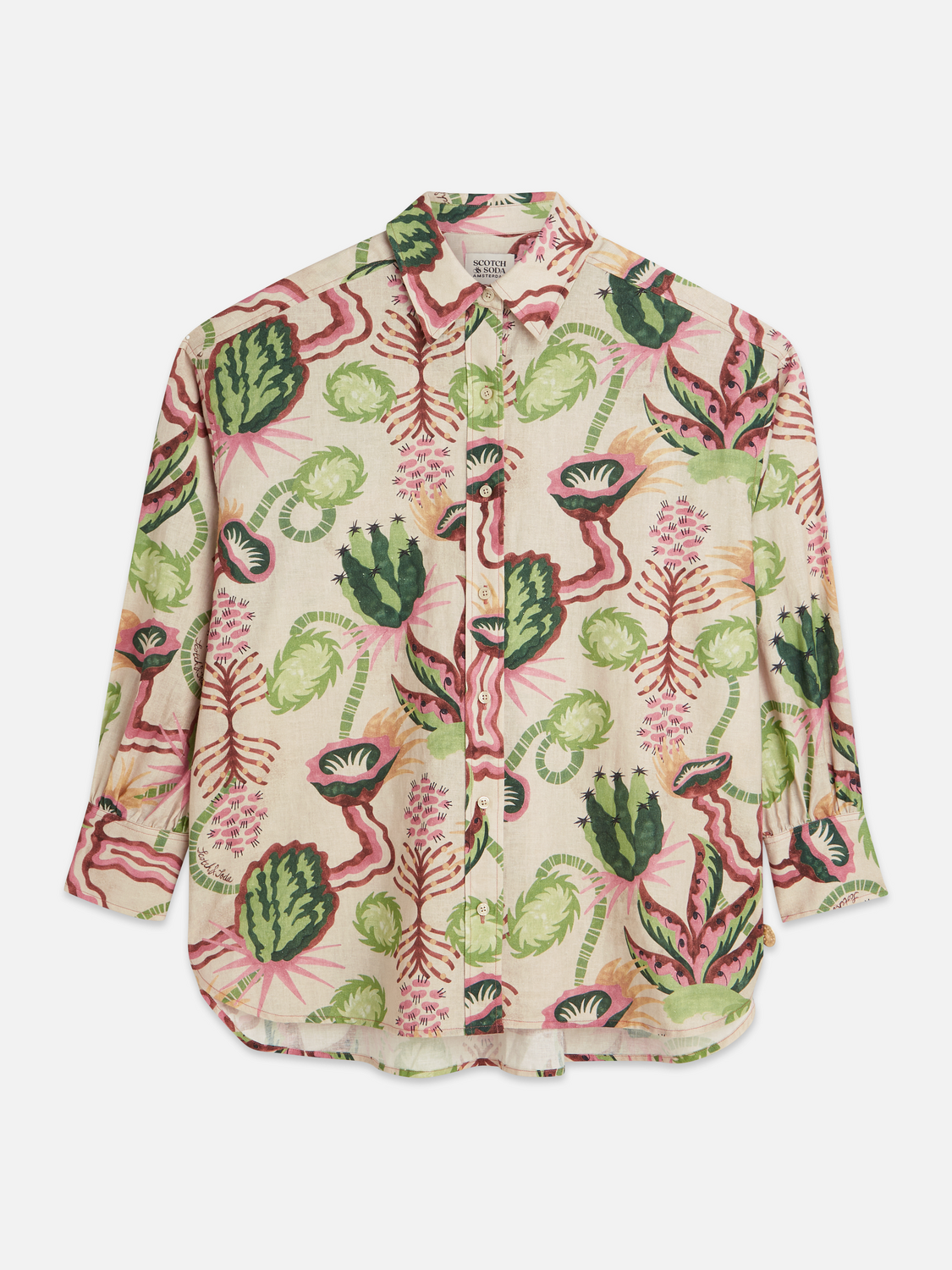 Maison Scotch - Linen Blend Printed Shirt - Desert Floral Canyon Clay