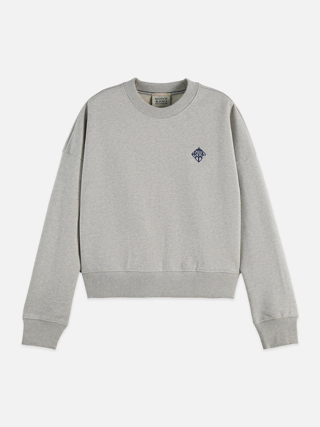 Maison Scotch - Embroidered Logo Sweatshirt - Grey Melange