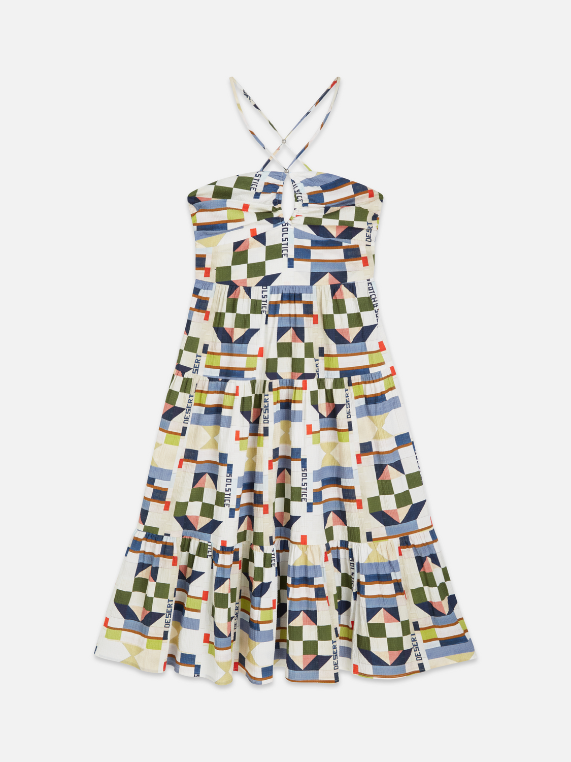 Maison Scotch - Seersucker Keyhole Halter Midi Dress - Patchwork Infinity