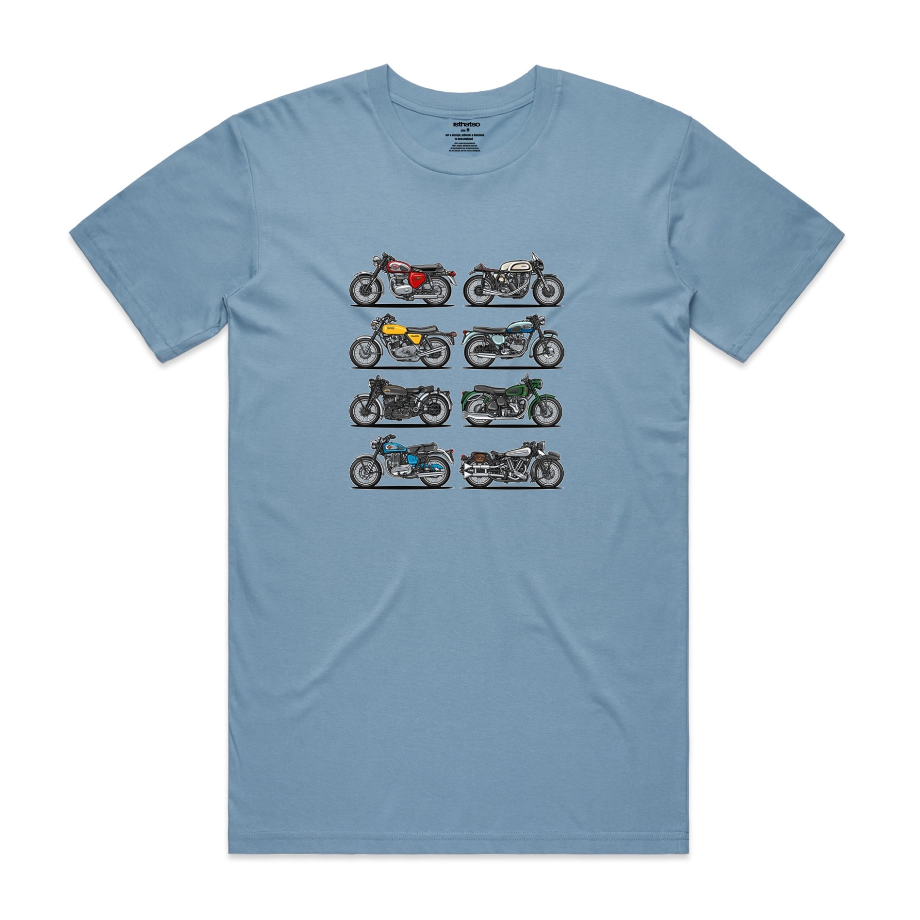 Isthatso - Vintage Motorcycles SS Tee - Mid Blue