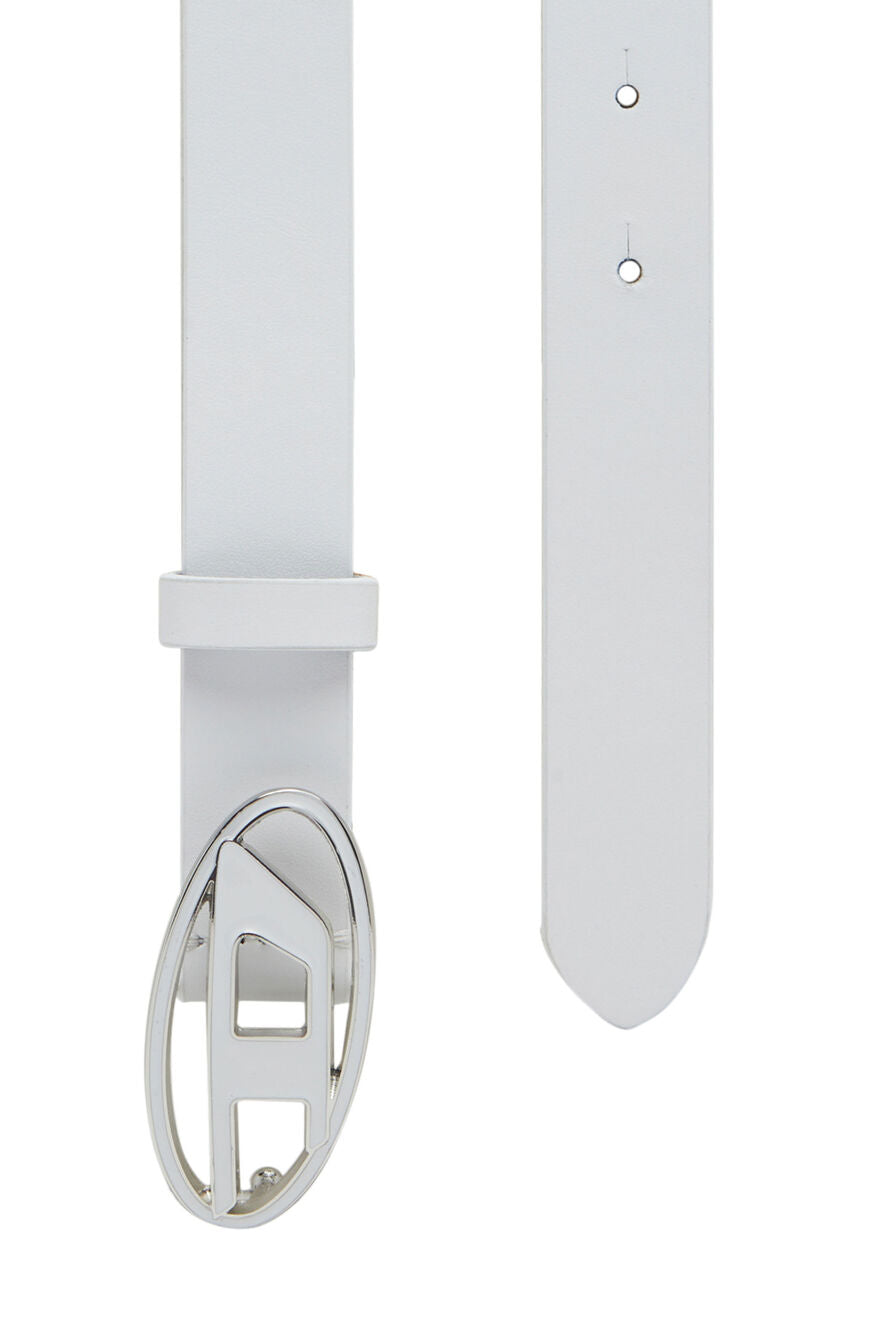 Diesel -B-1DR 25 Oval-D Logo Belt - White