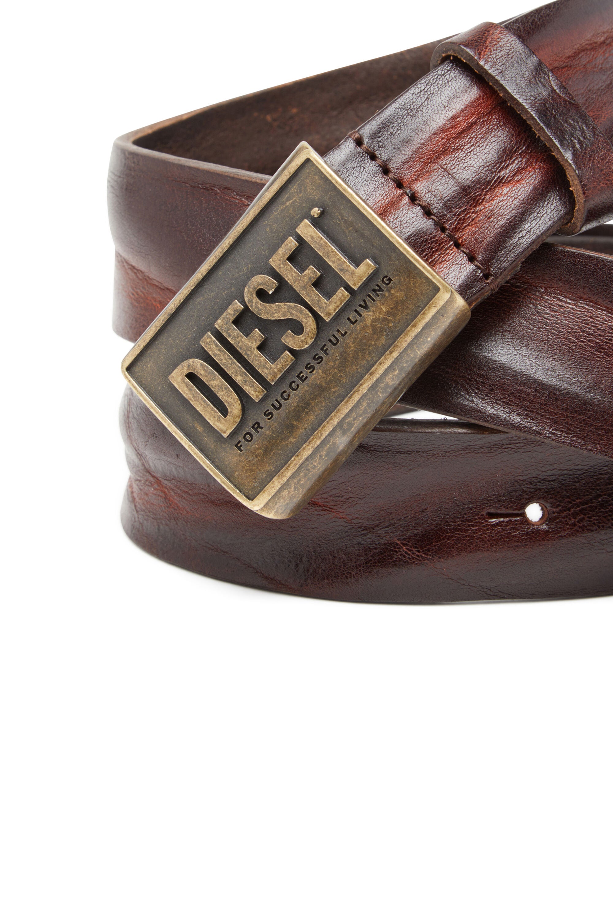 Diesel - B-Metal Biscotto Leather Belt - Brown