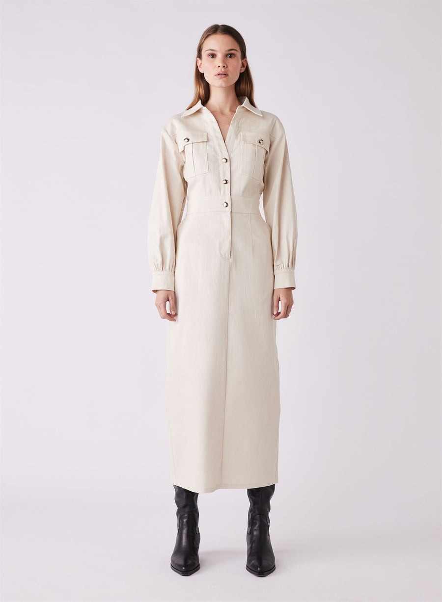 Esmaee - Uptown Midi Dress - Bone