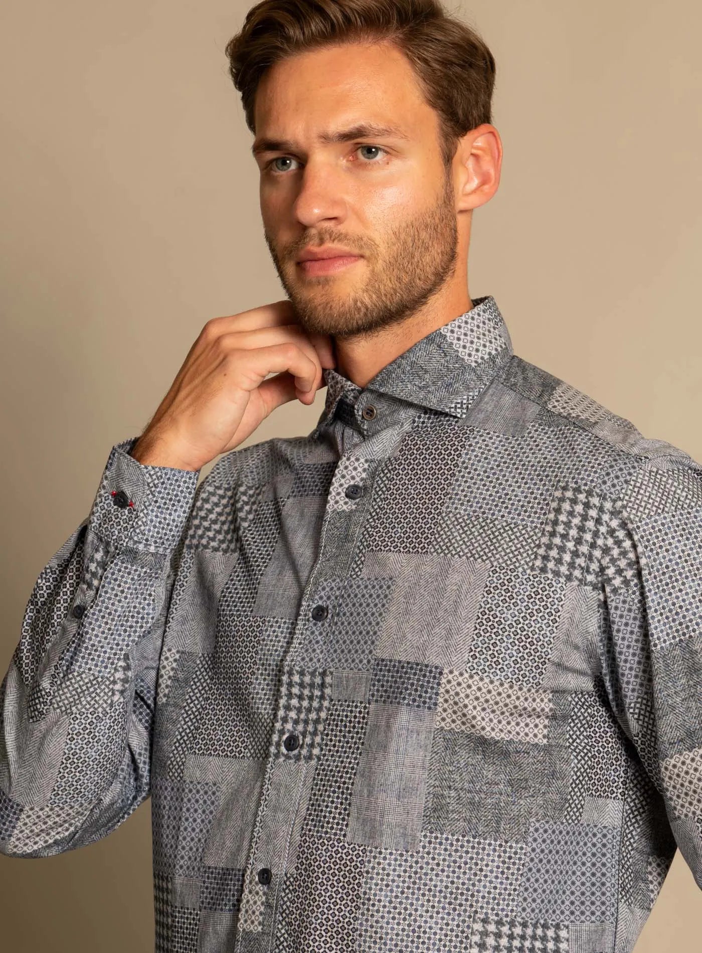 Fil Noir - Giuseppe HBD Shirt - Patchwork Indigo