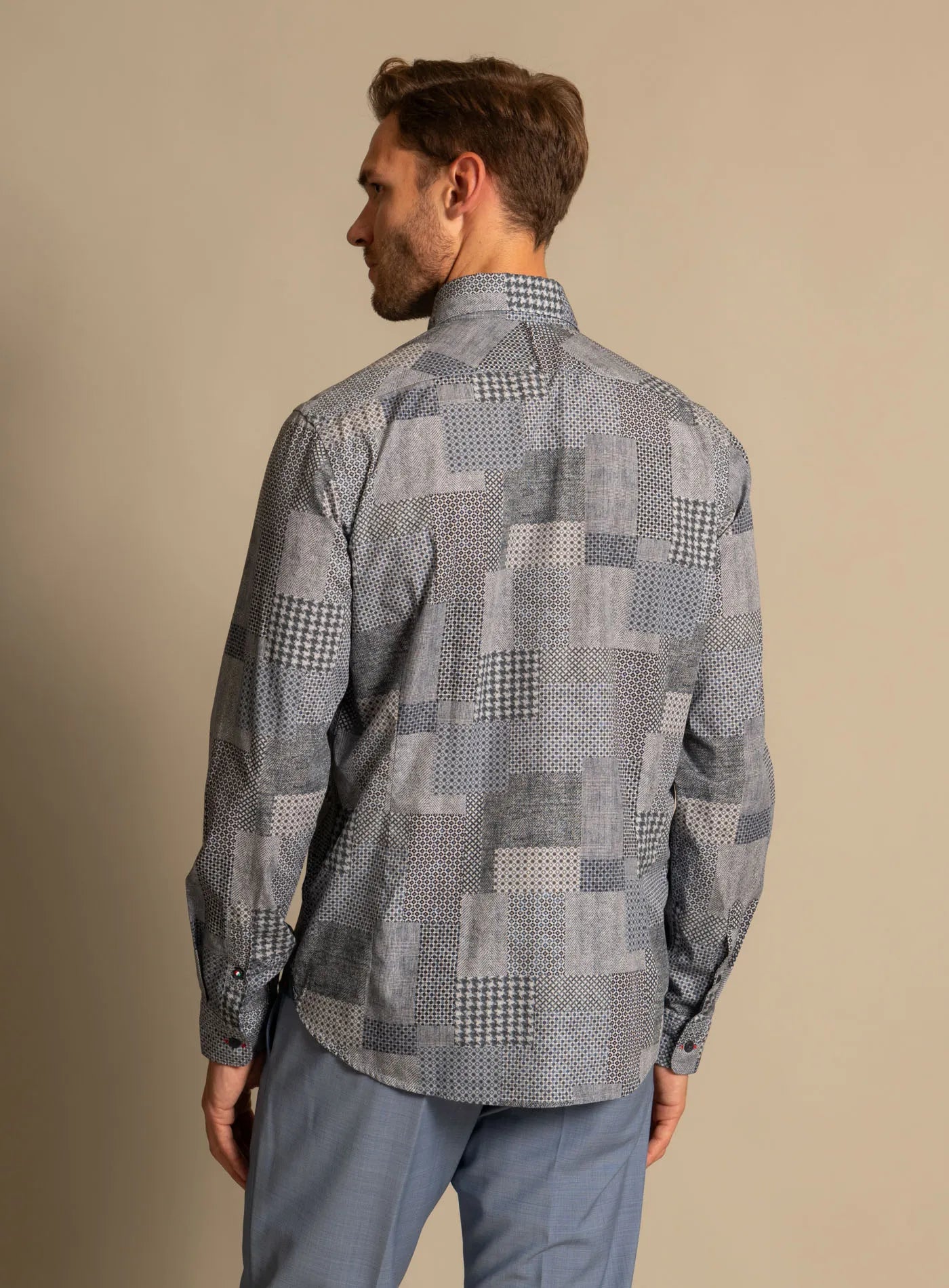 Fil Noir - Giuseppe HBD Shirt - Patchwork Indigo