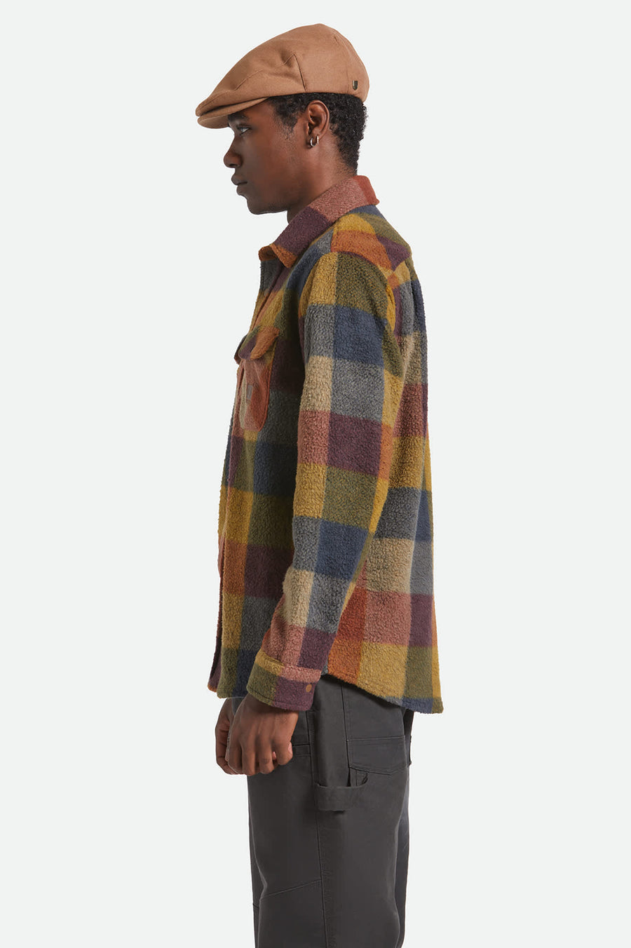 Brixton - Bowery Arctic Stretch Fleece LS Shirt - Rust/Copper Plaid