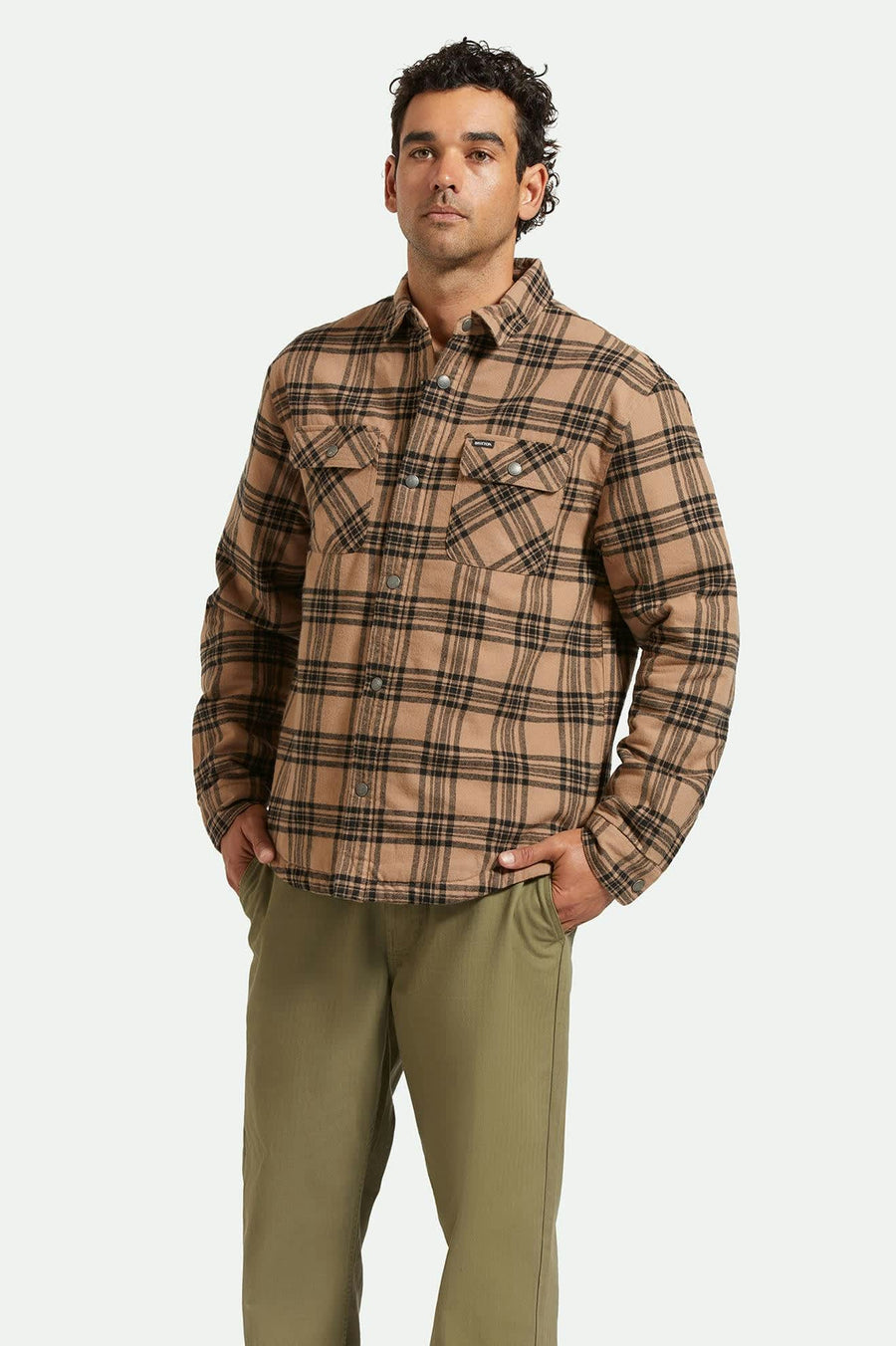 Brixton - Bowery Quilted Flannel - Woodsmoke/Black