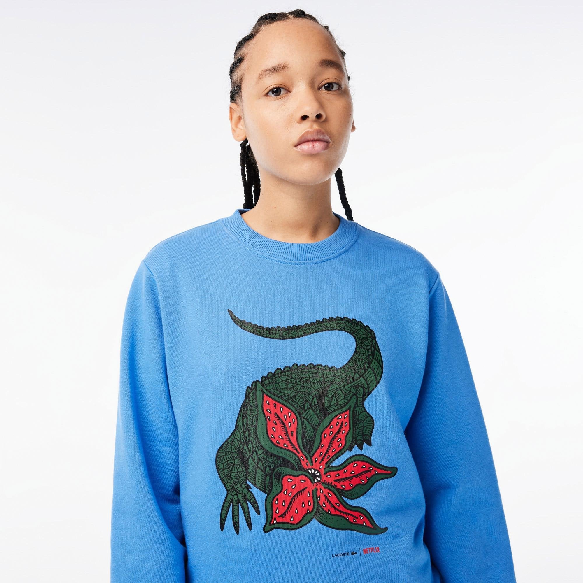 Lacoste - Netflix Loose Fit Organic Cotton Sweatshirt - Blue