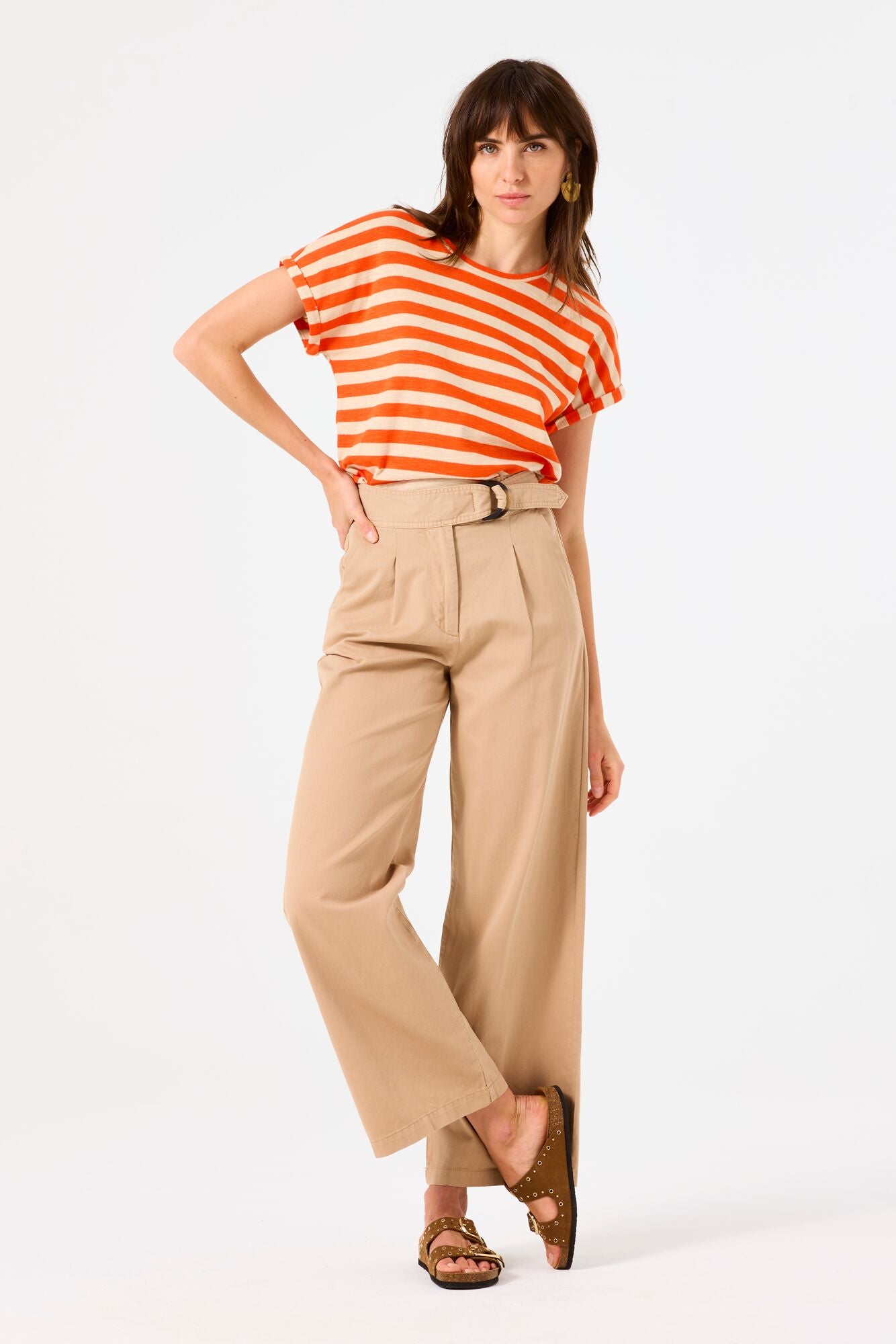 Garcia - Striped Tee - Tangerine Red