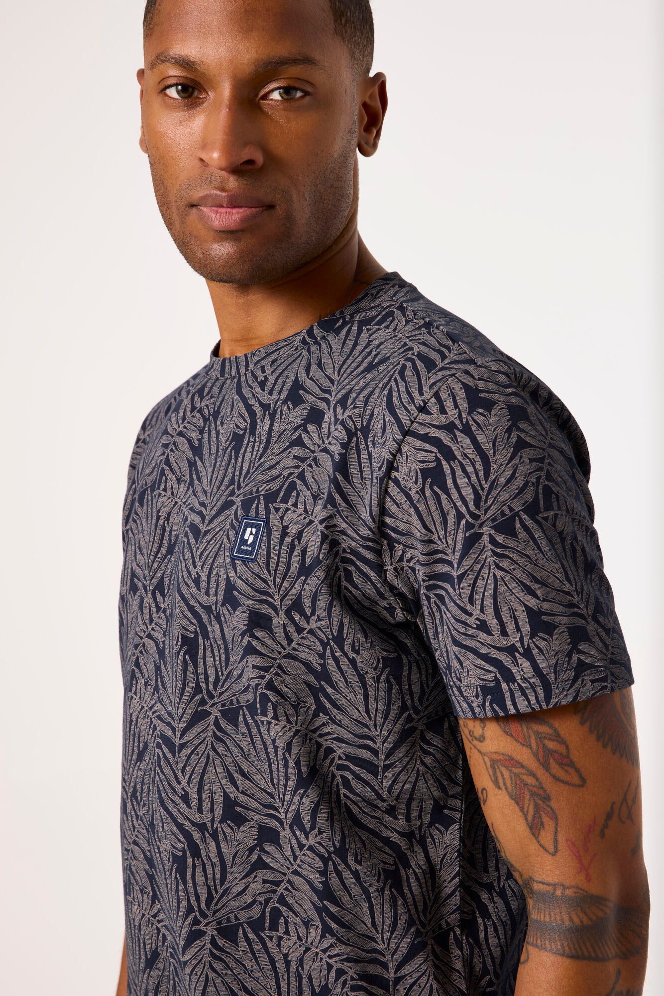 Garcia - Palm Print Tee - Deep Ink