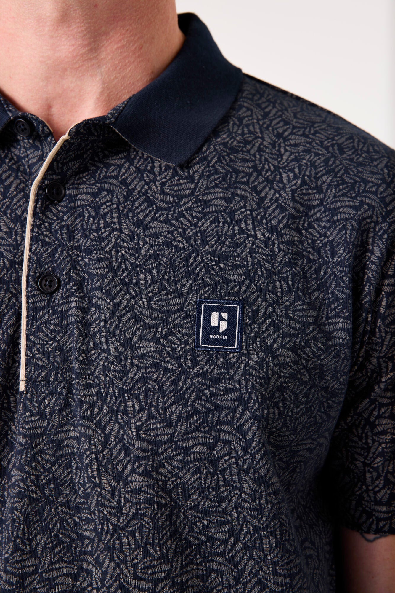 Garcia - Fern Print SS Polo - Deep Ink