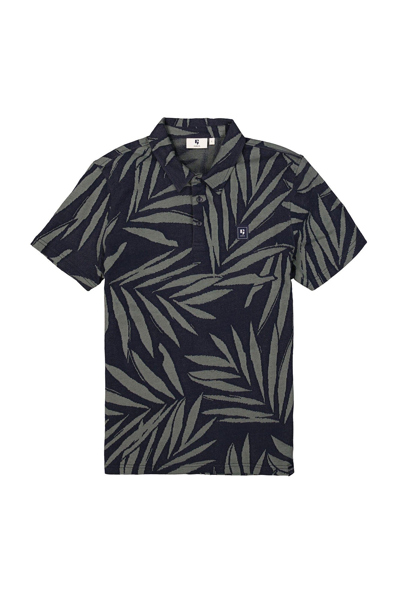 Garcia - Palm Print SS Polo - Deep Ink