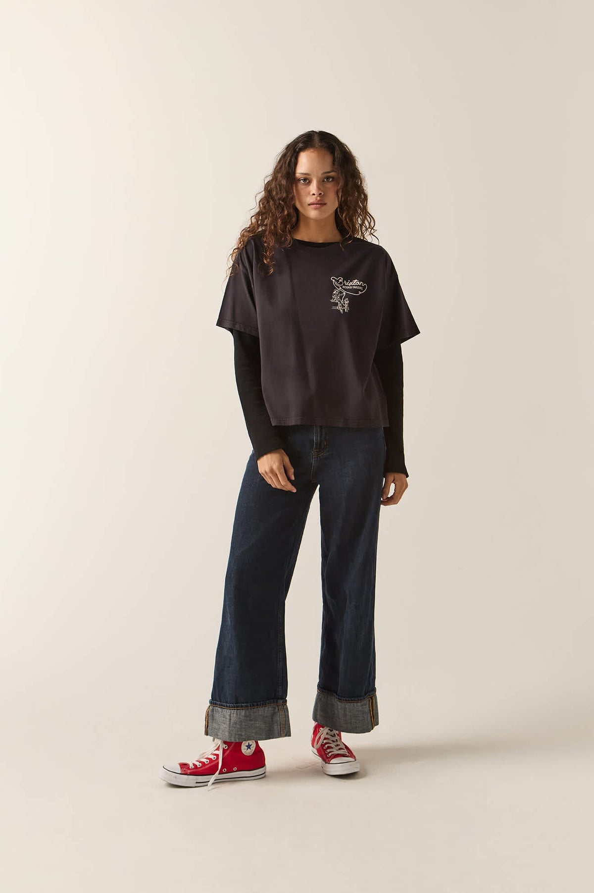 Brixton - Rodeo Tailors Boxy Crop Tee - Black