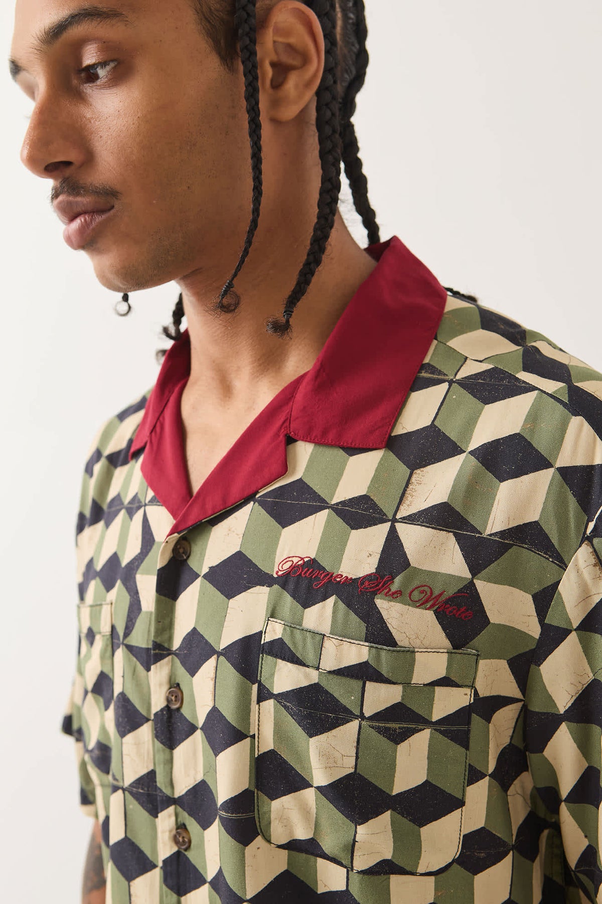 Brixton - Burger She Wrote SS Shirt - Black/Green Tile