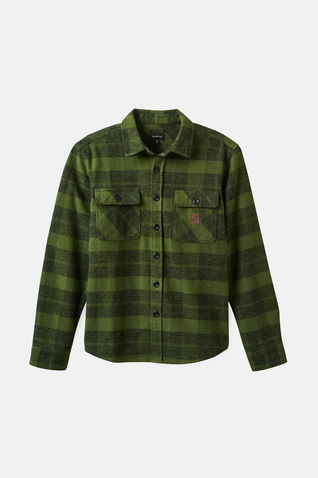 Brixton - Bowery Heavyweight LS Flannel - Cypress Green/Black