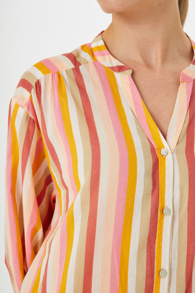 Garcia - Tropical Stripe Dress - Off White/Multi