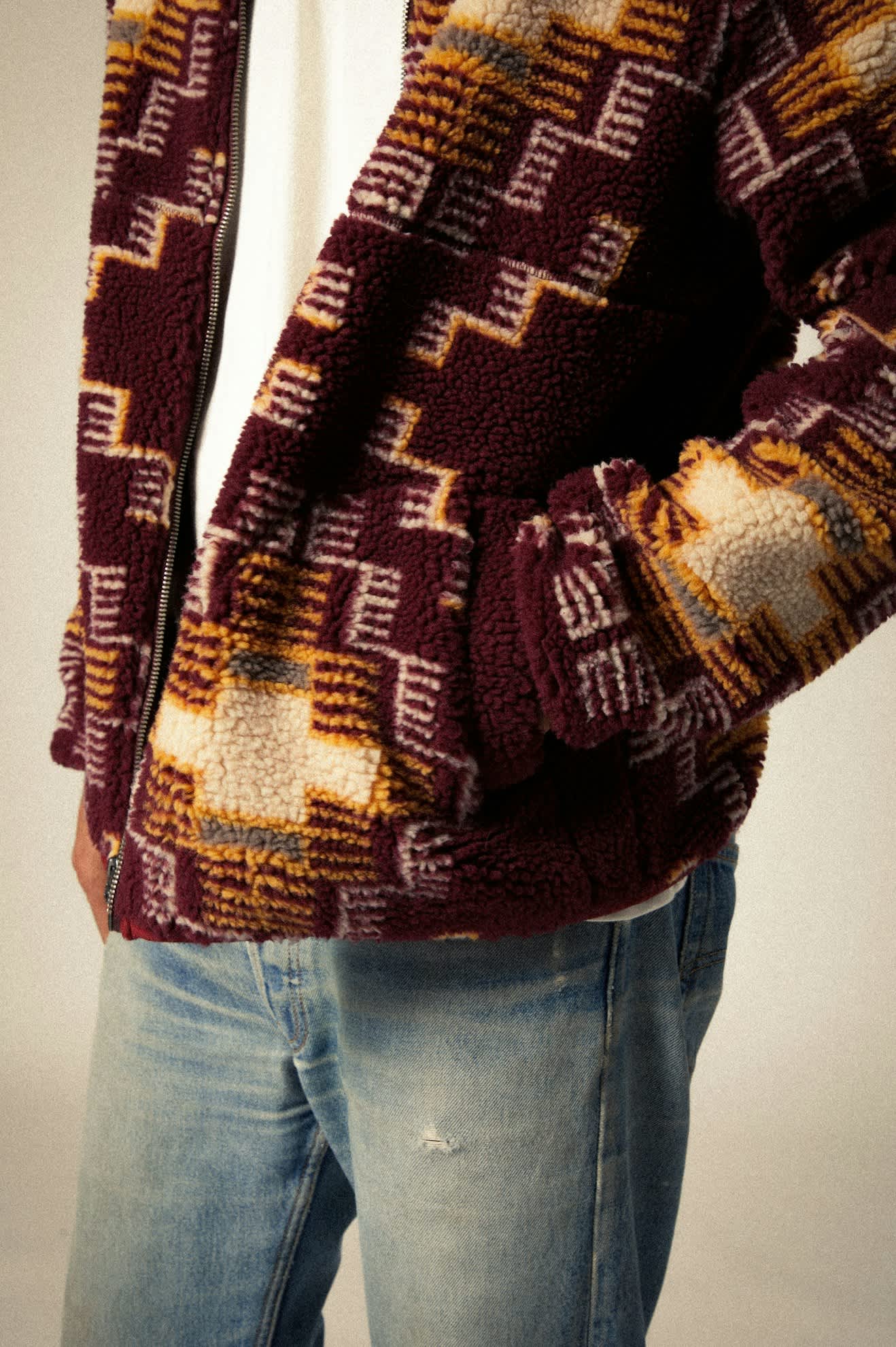 Brixton - Arctic LS Fleece Mock Neck Jacket - Light Cabernet
