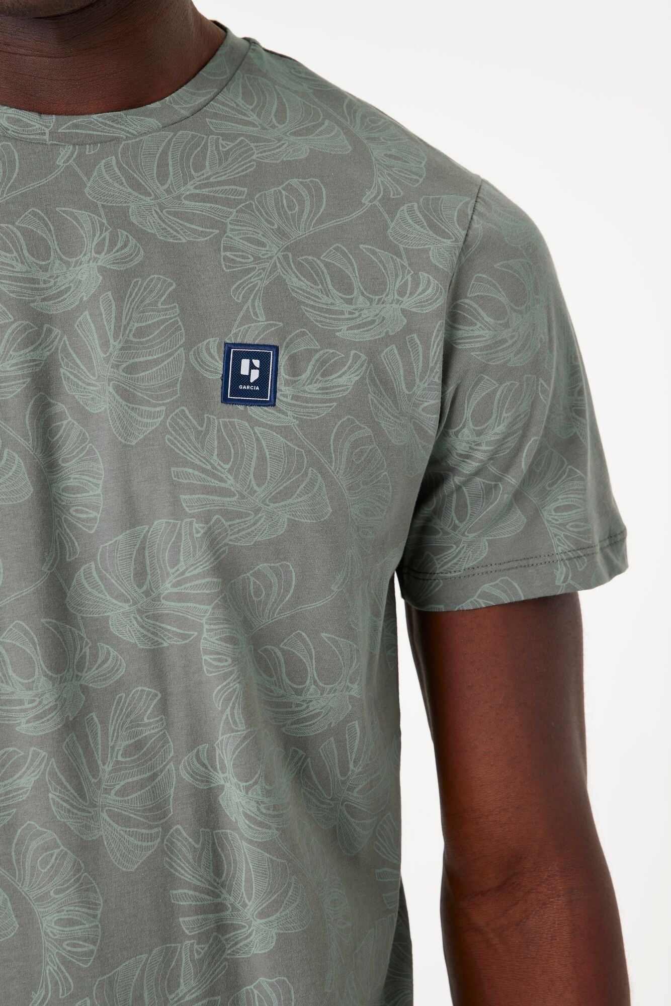 Garcia - Allover Leaf Print Tee - Light Sage