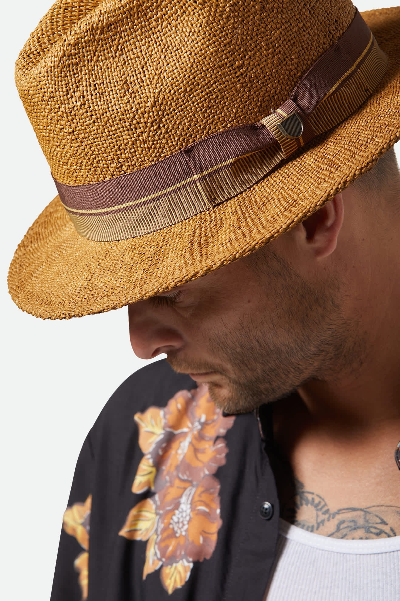 Brixton - Roma Straw Fedora - Coffee