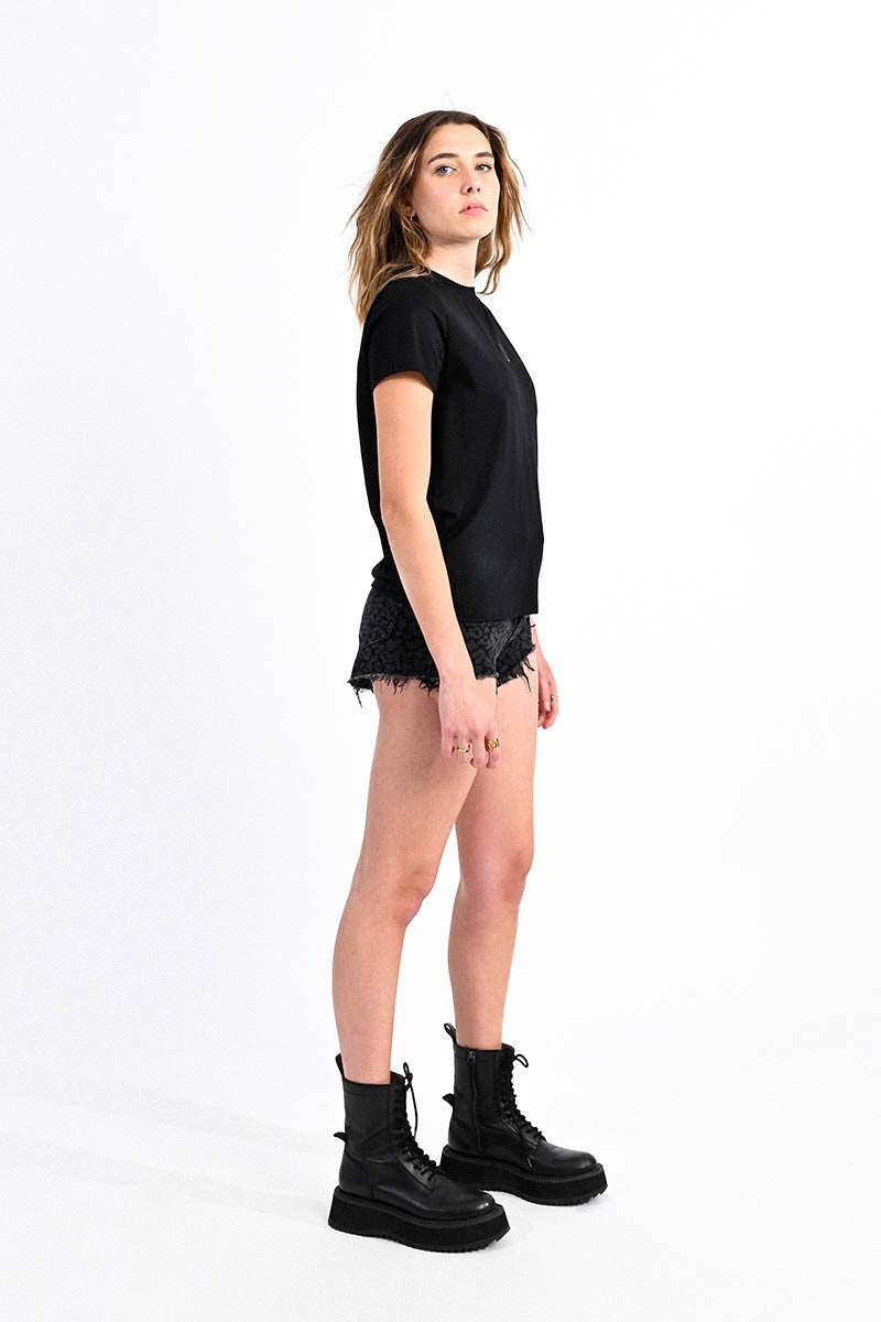 Lili Sidonio - Front Baby Heart Pattern Tee - Black